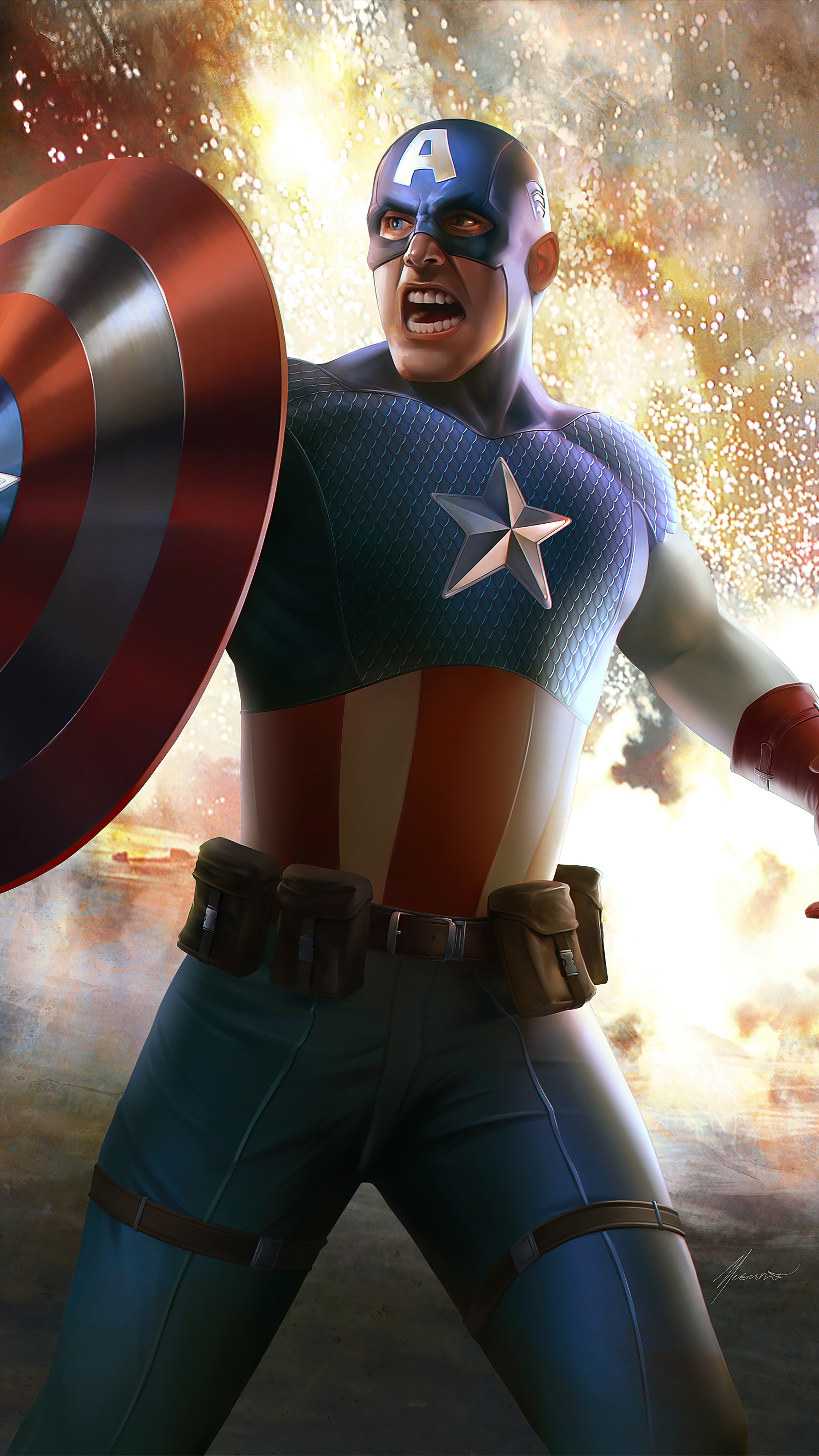 Captain America artwork HD Phone Wallpaper