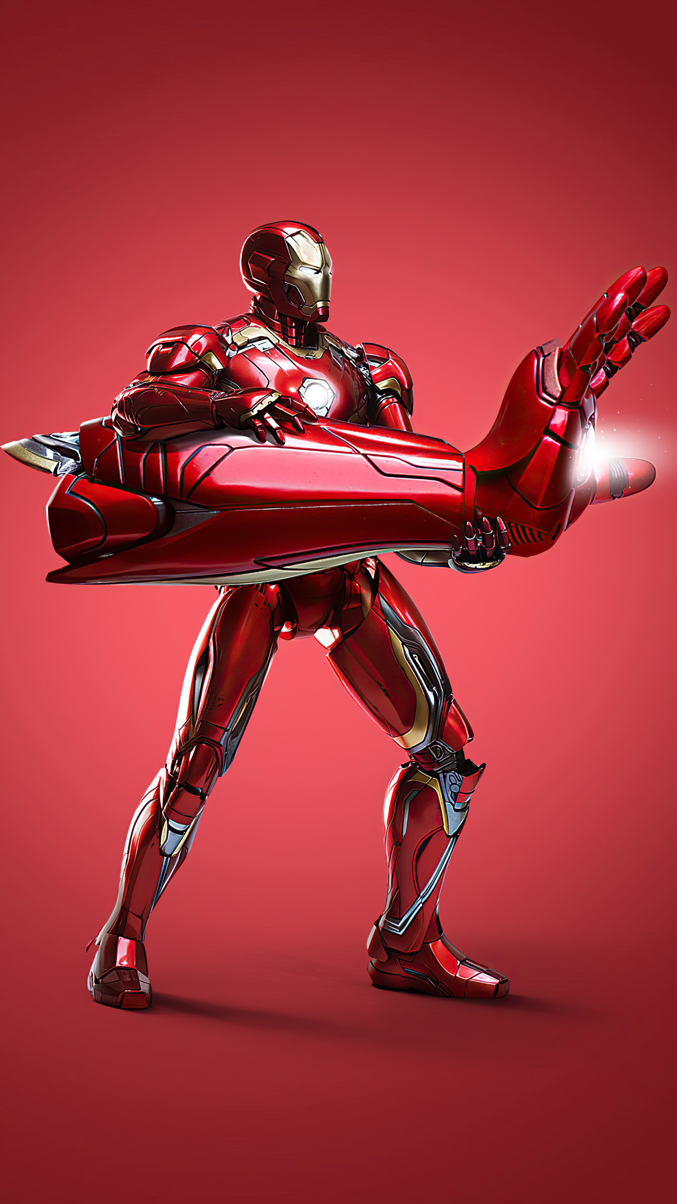 Iron Man holding a large weapon HD Phone Wallpaper