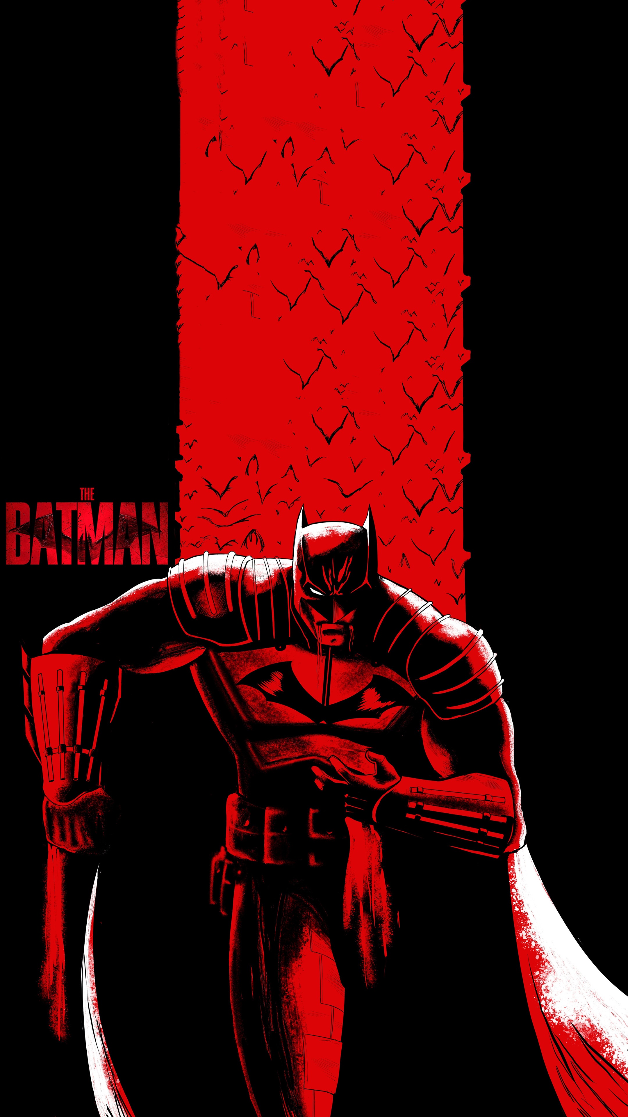 The Batman artwork with bats HD Phone Wallpaper
