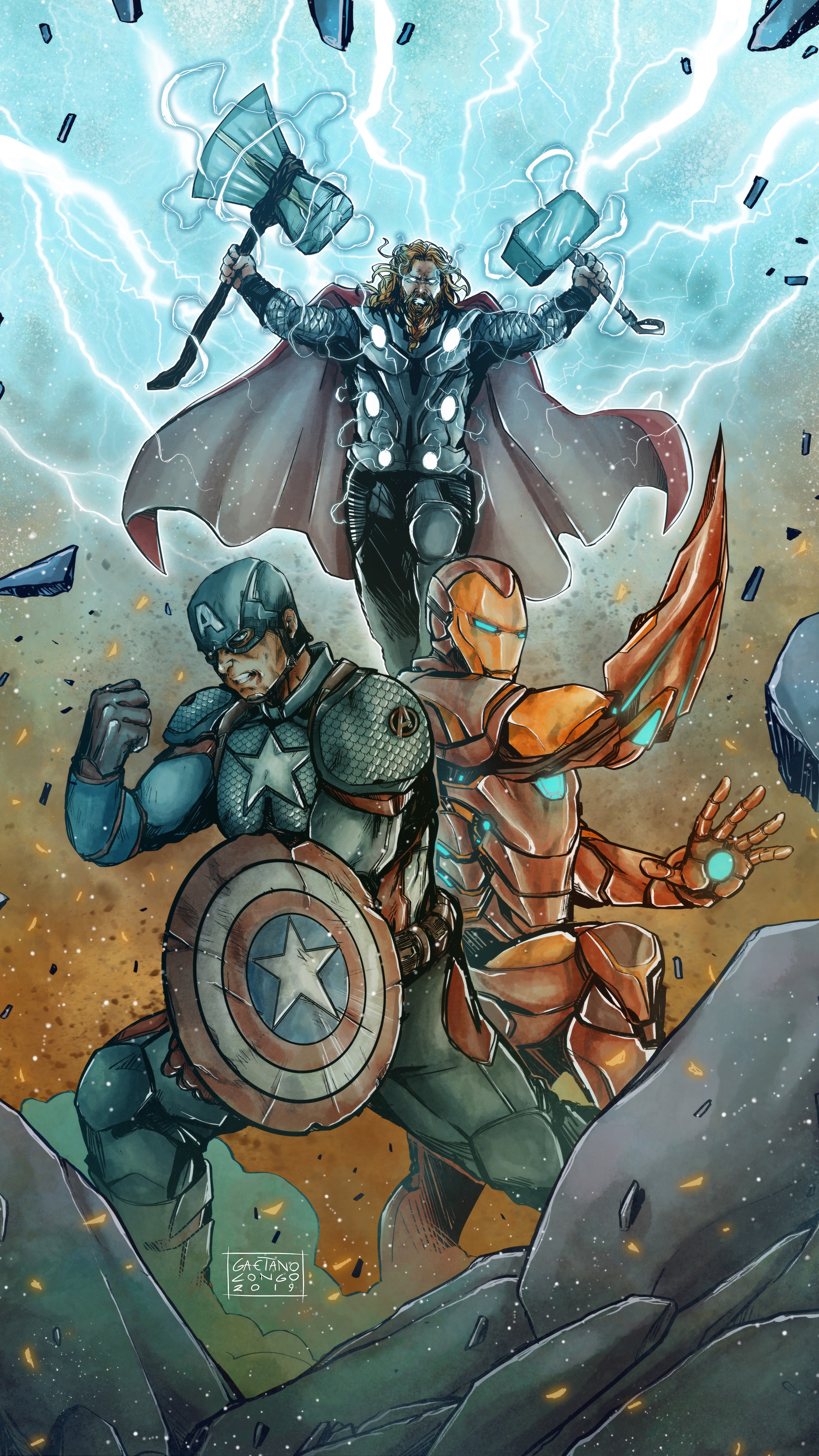 Captain America, Iron Man, and Thor from Marvel Comics HD Phone Wallpaper