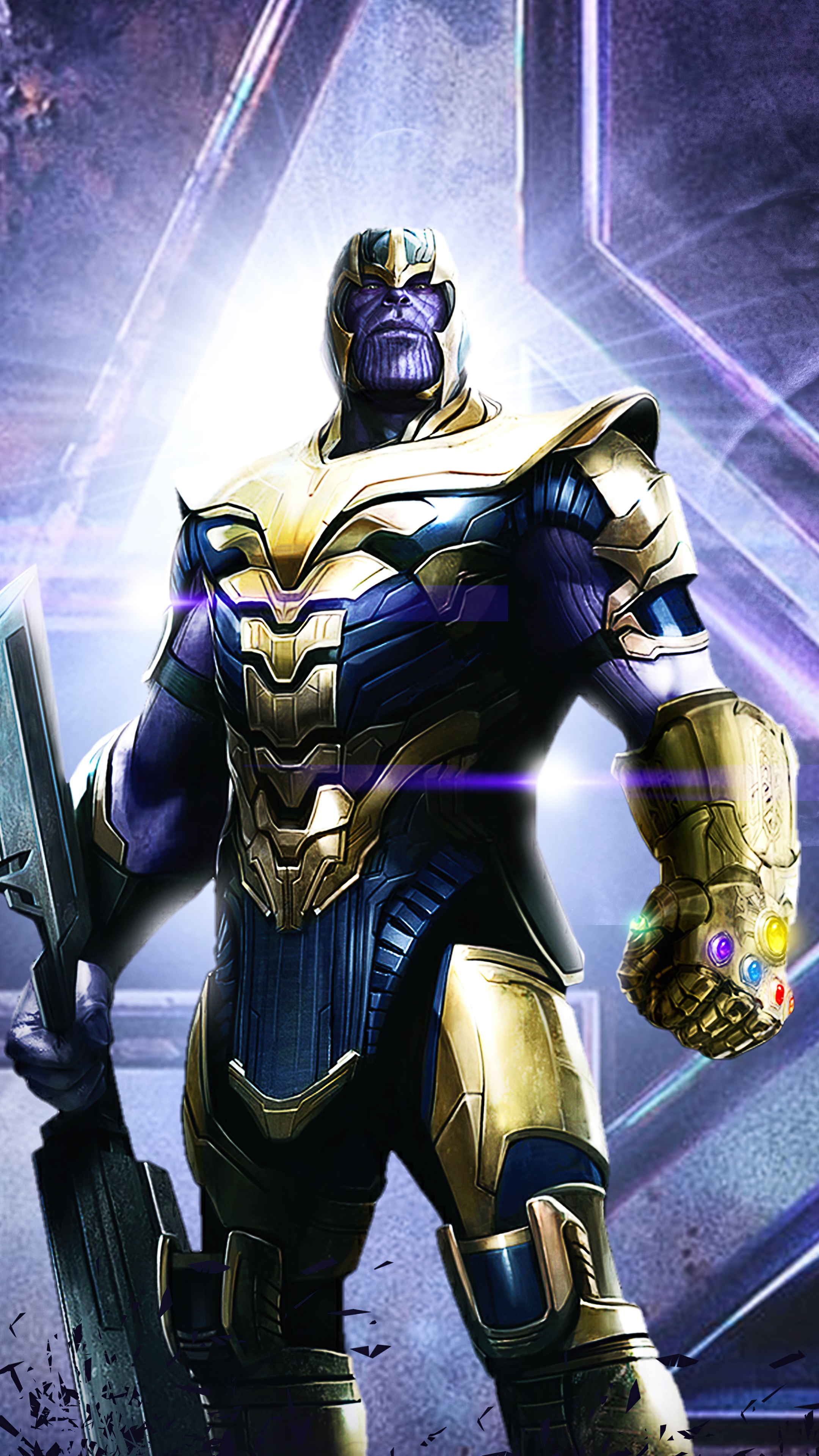 Thanos with Infinity Gauntlet and Sword 4K HD Phone Wallpaper