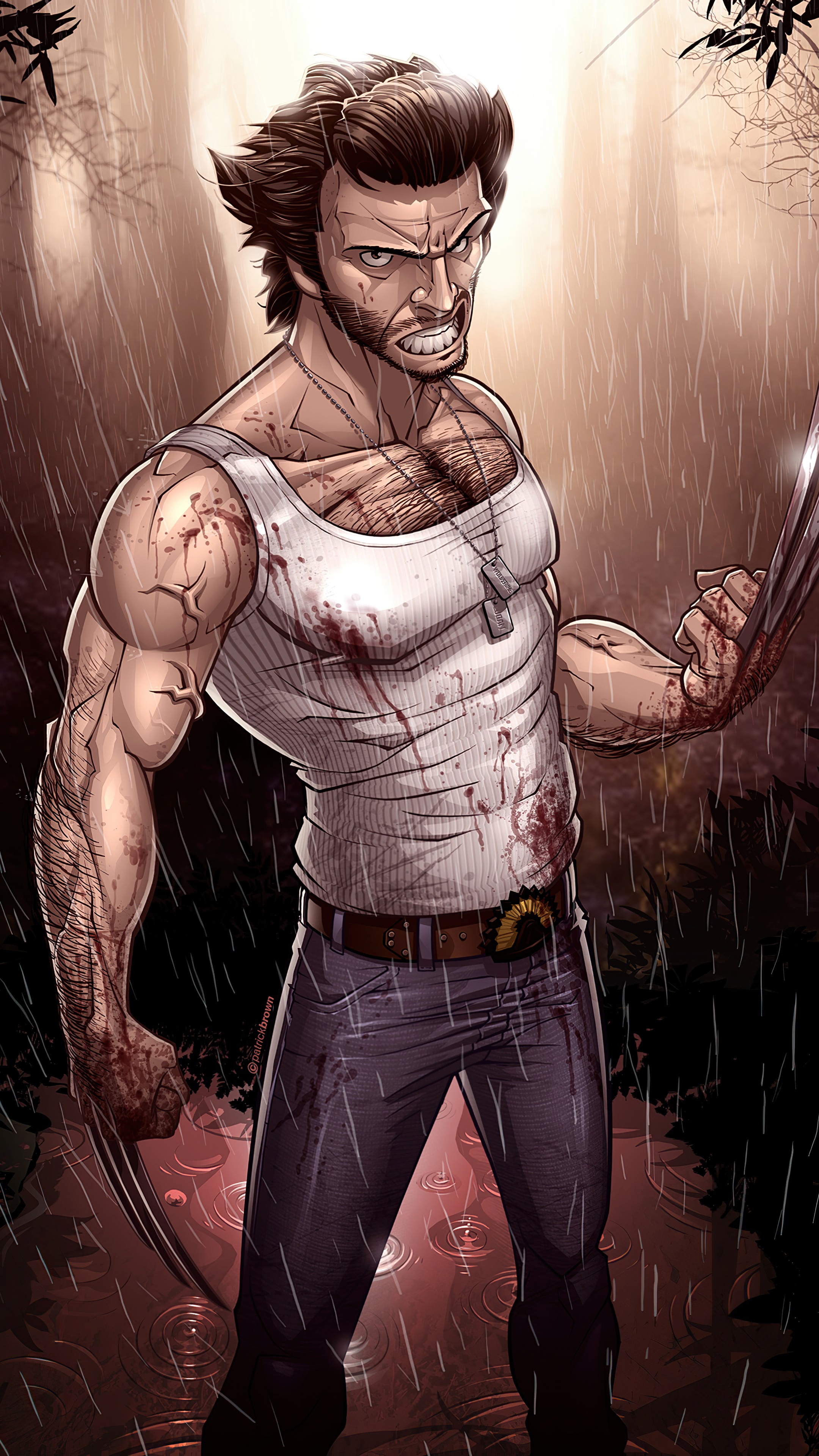 Wolverine in the Rain HD Phone Wallpaper