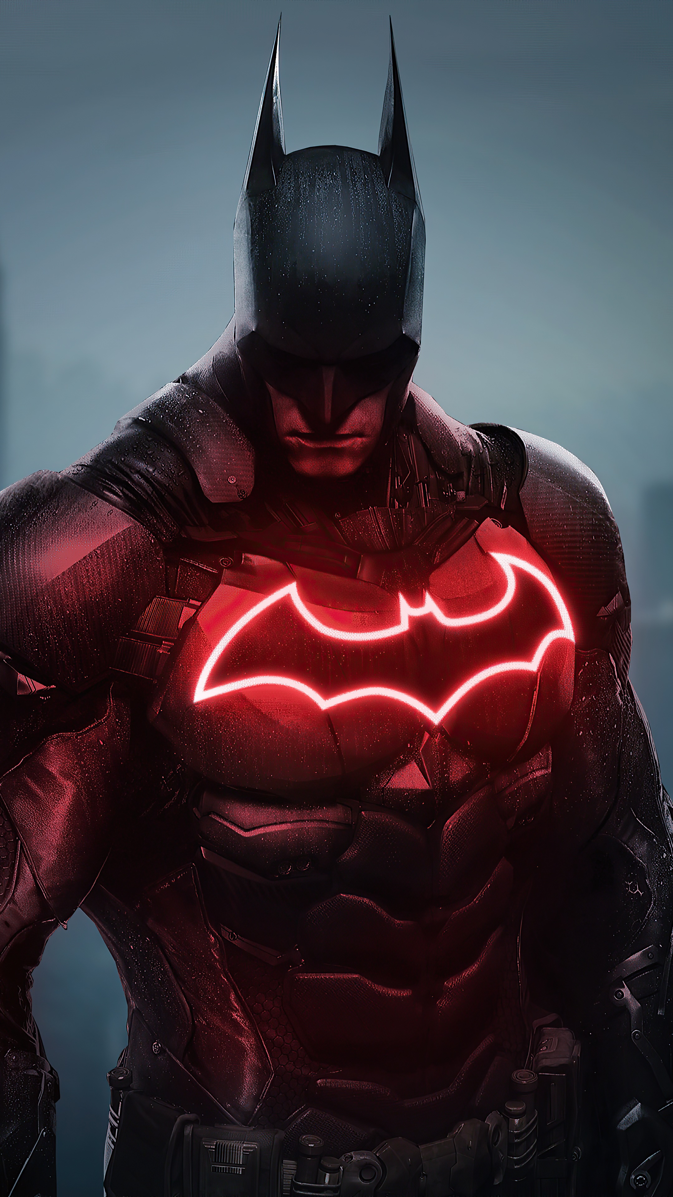 Batman with red bat symbol 4K HD Phone Wallpaper