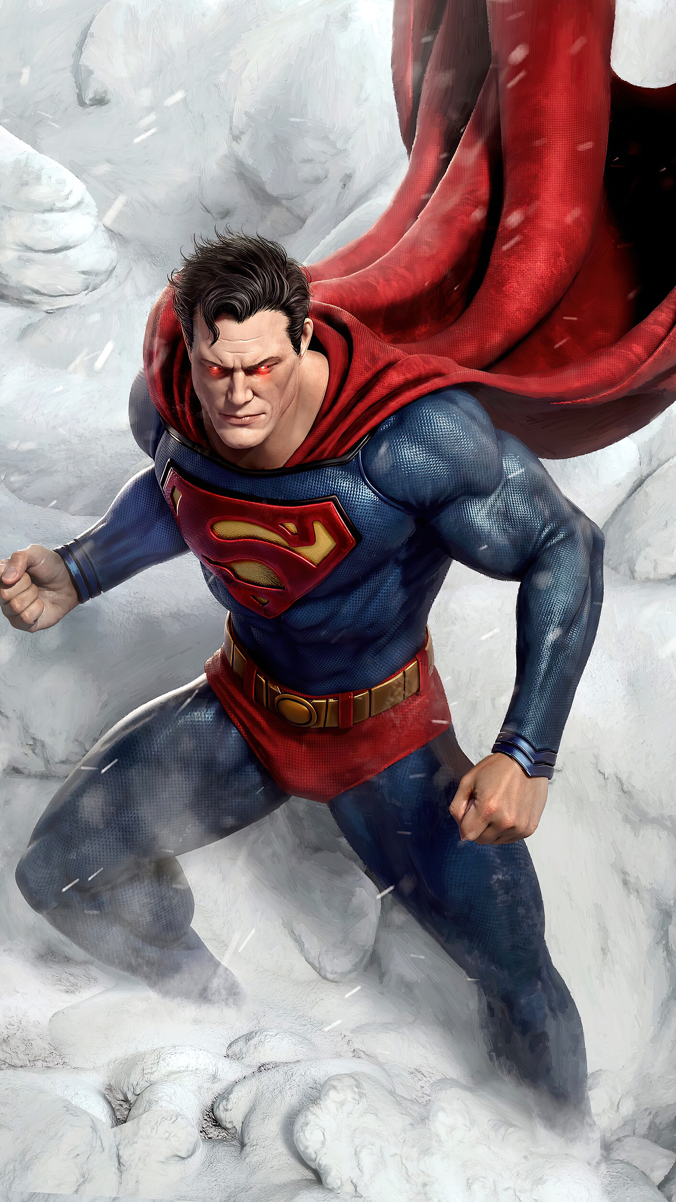 Superman in a snowy environment HD Phone Wallpaper