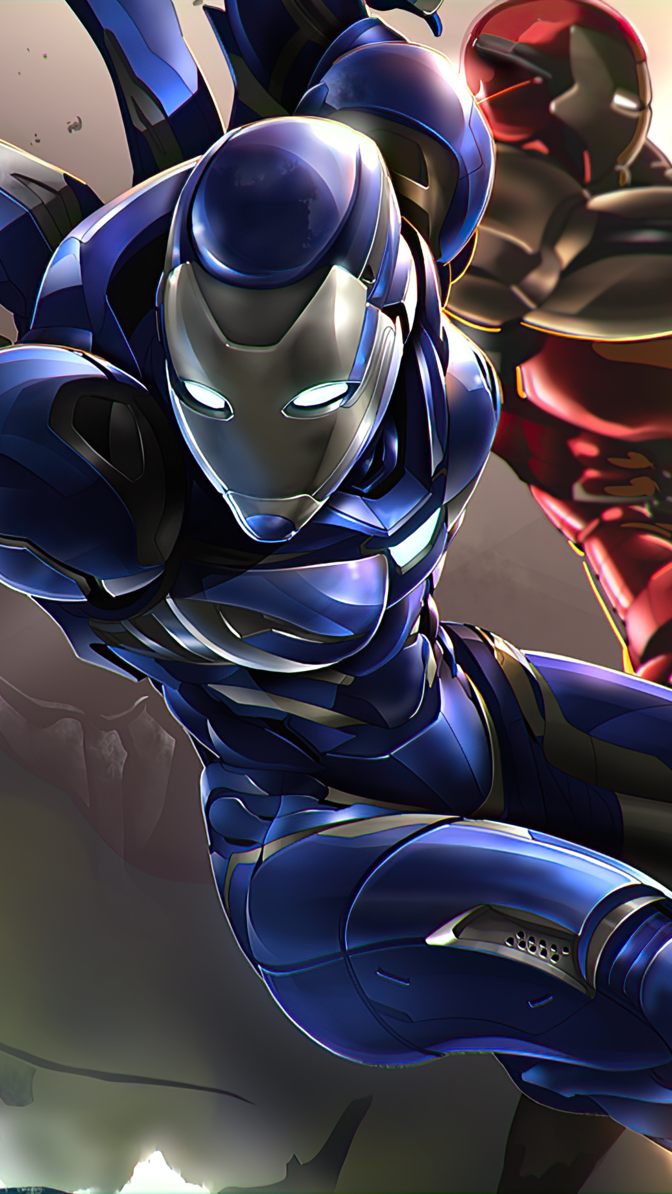 Iron Man suits in artwork HD Phone Wallpaper