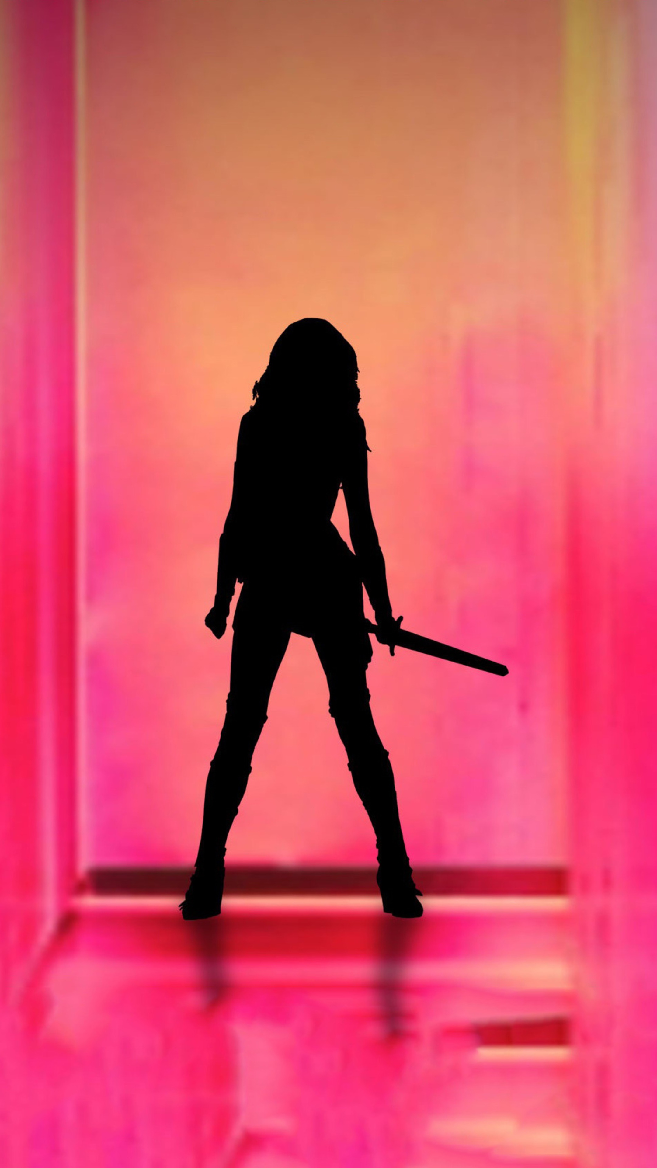 Wonder Woman 1984 silhouette with sword HD Phone Wallpaper