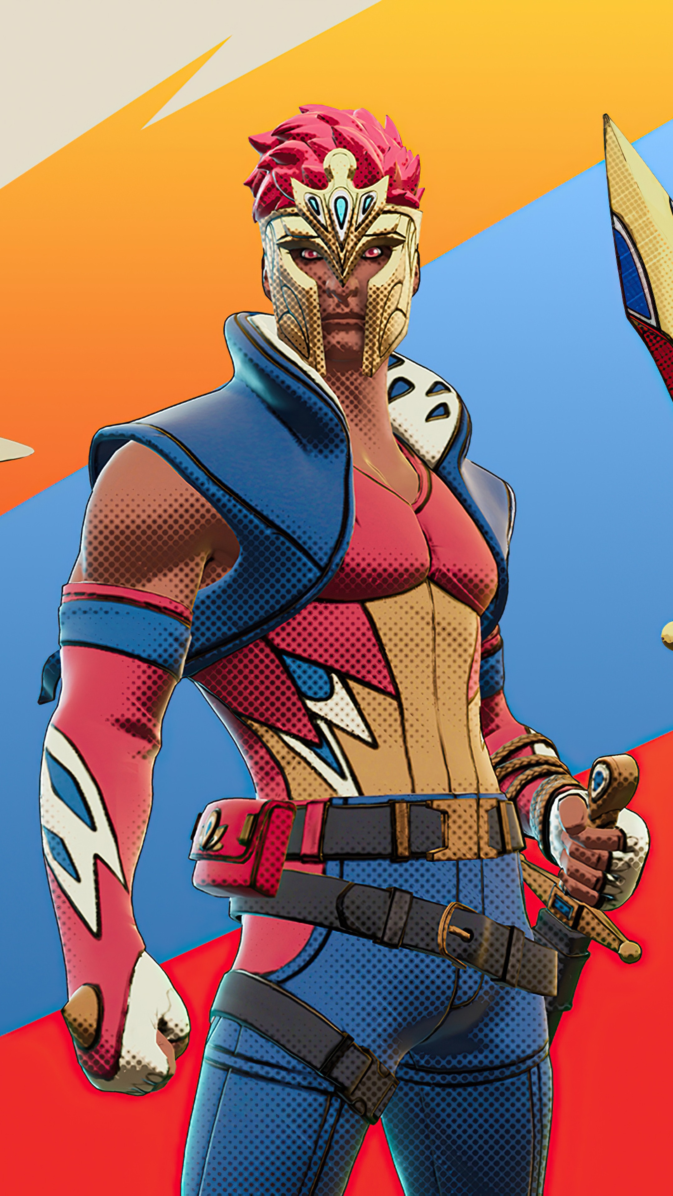 Fortnite character with helmet and sword HD Phone Wallpaper
