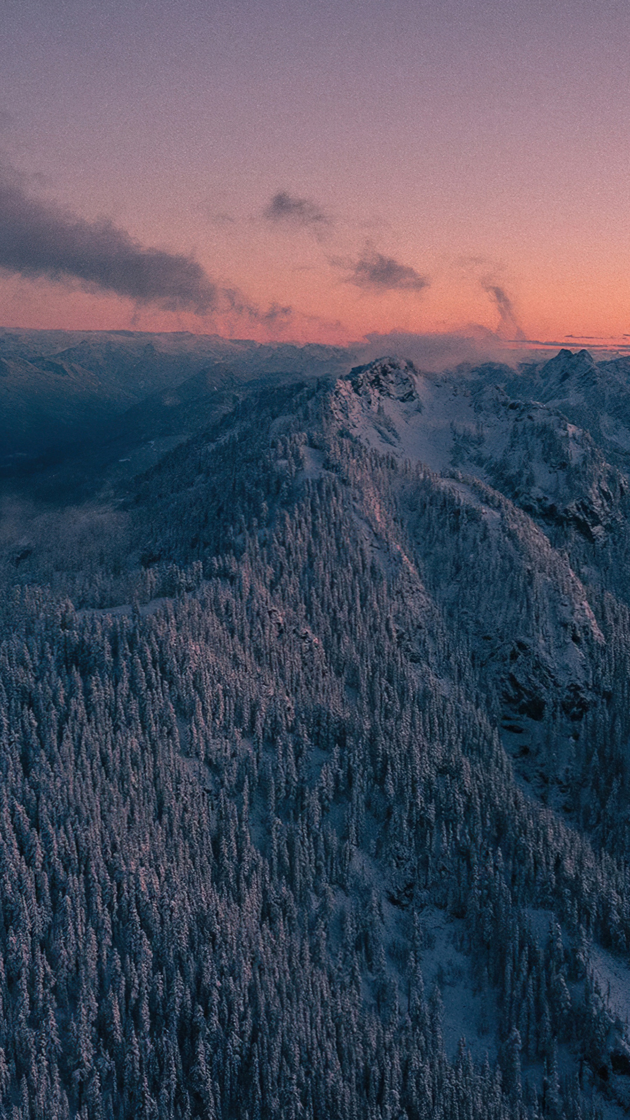 Snow-covered mountains at sunset HD Phone Wallpaper