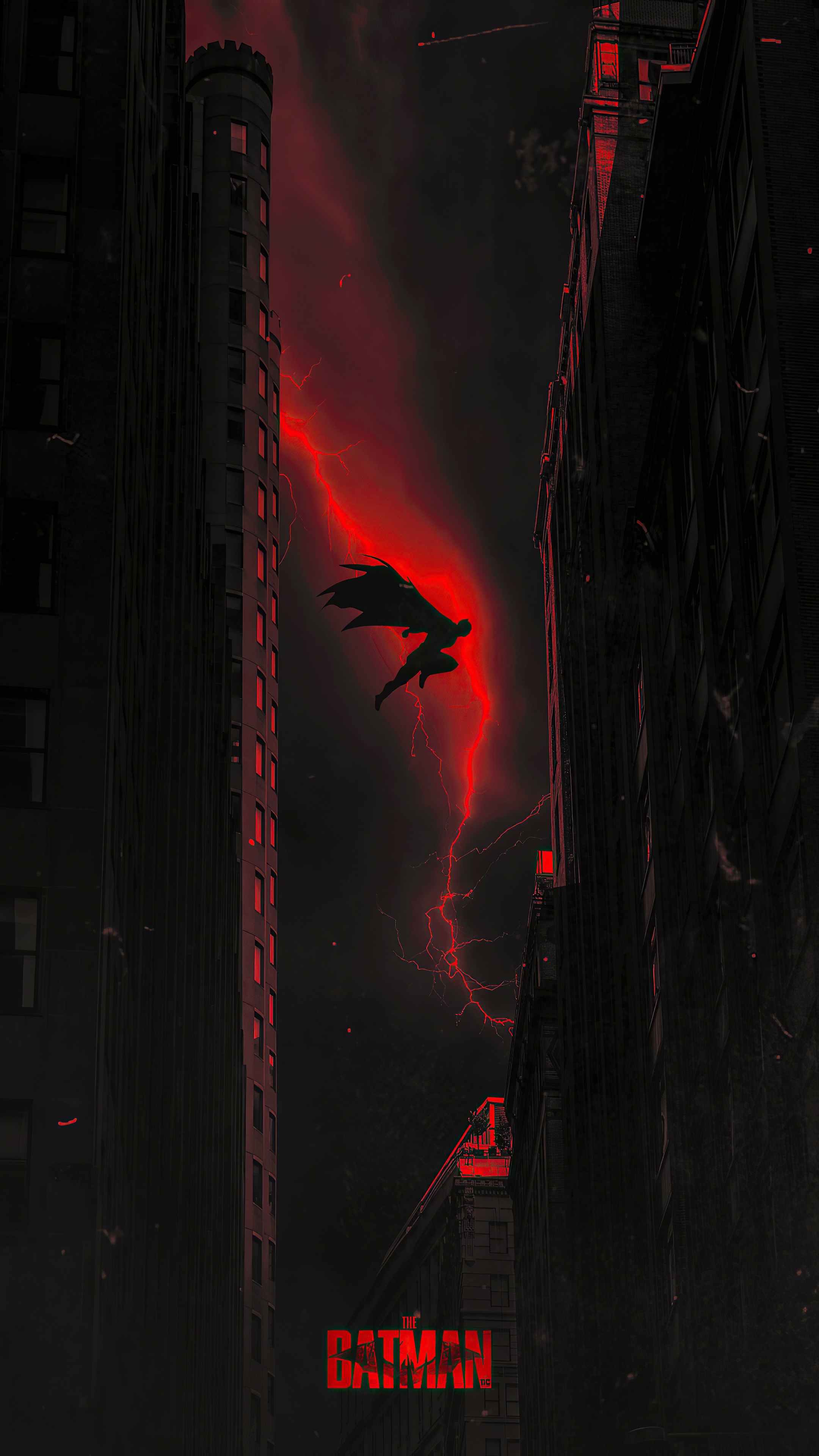 Batman in front of red lightning HD Phone Wallpaper