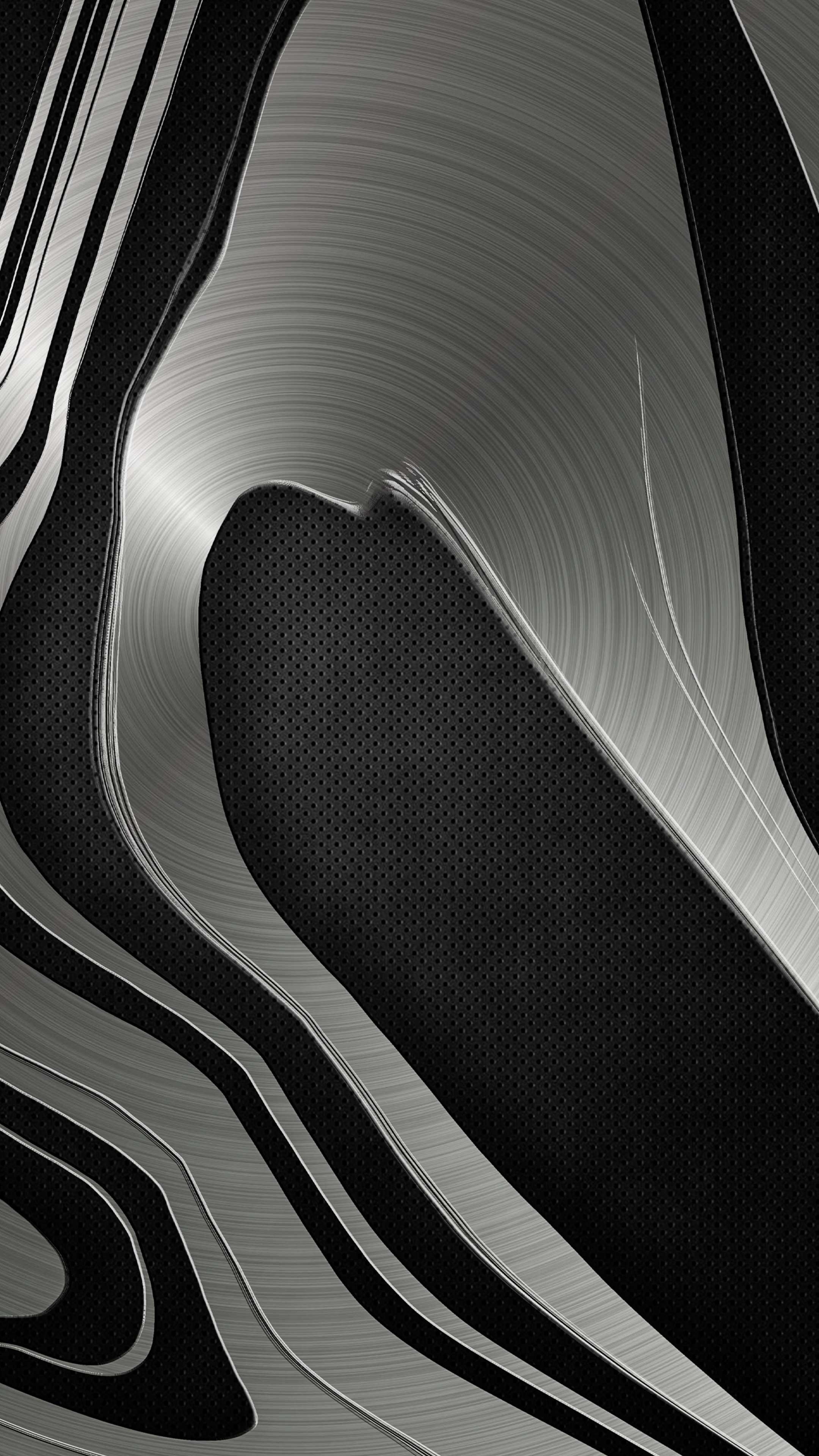 Abstract metallic waves on black background 4K HD Phone Wallpaper