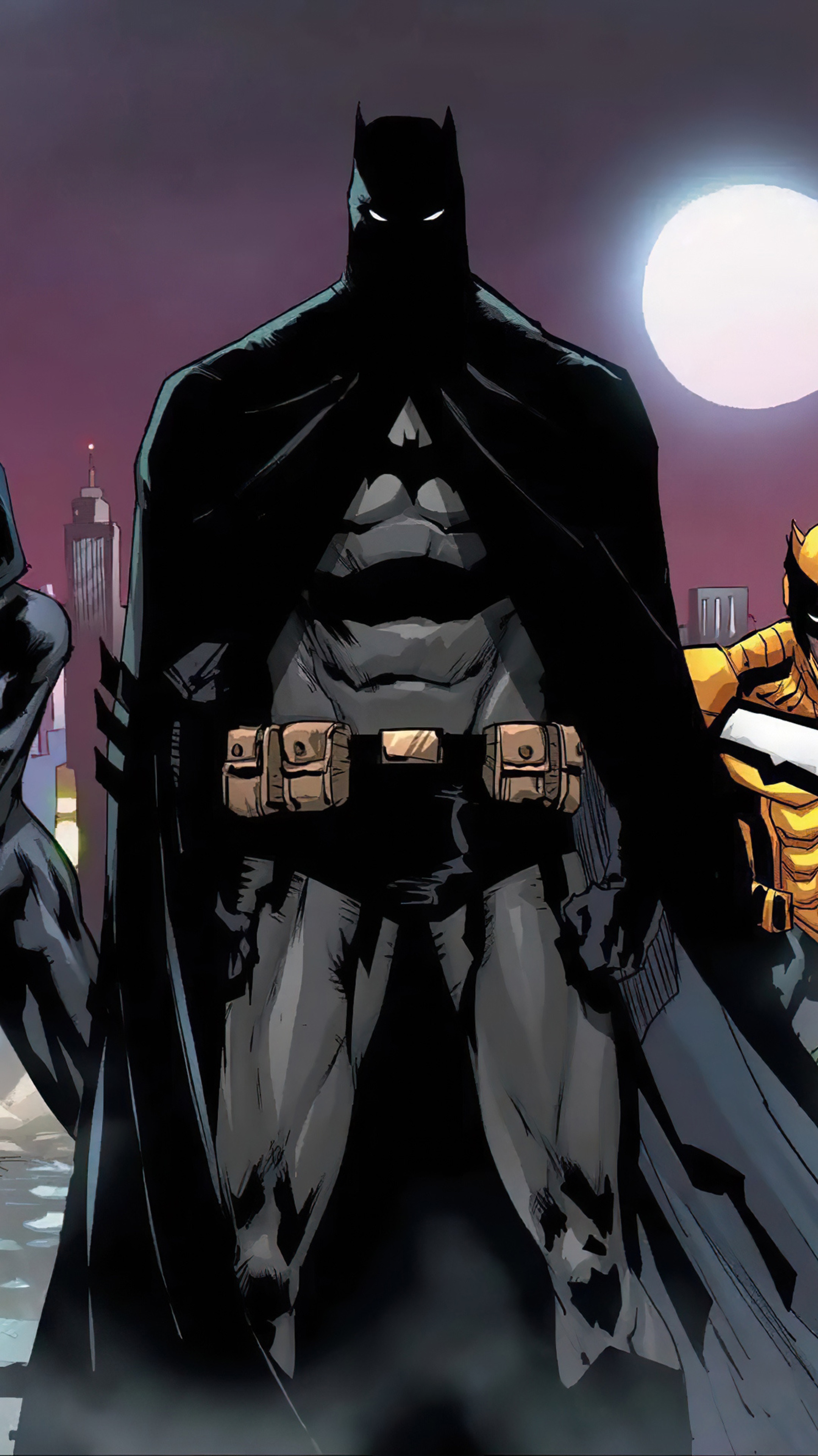 Batman and allies in Gotham City HD Phone Wallpaper
