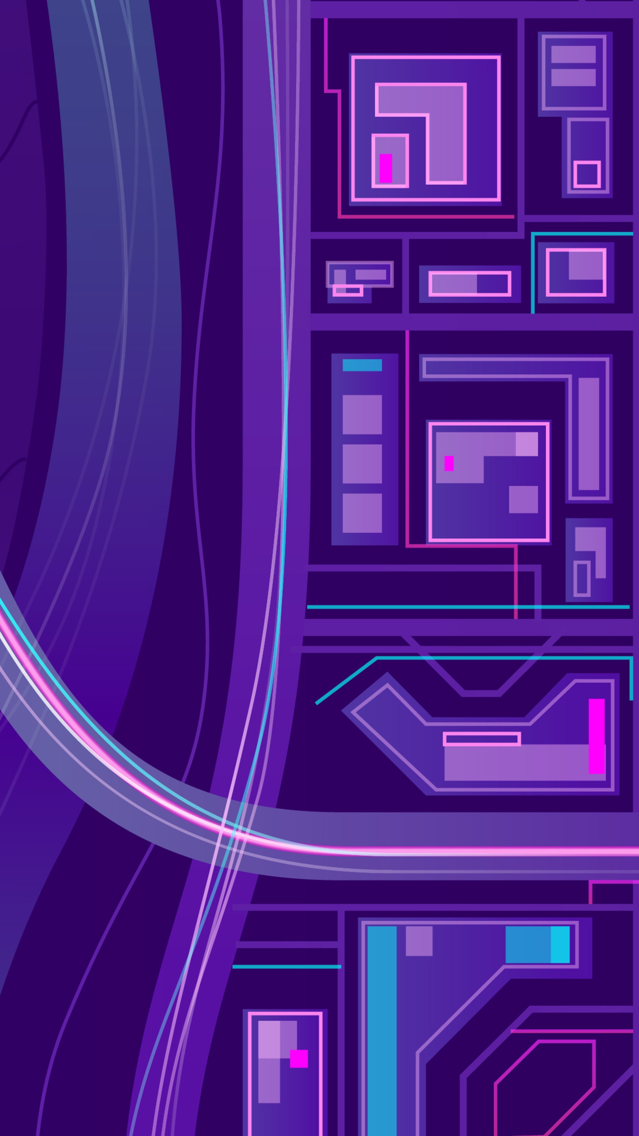 Abstract digital art with purple and pink geometric shapes HD Phone Wallpaper