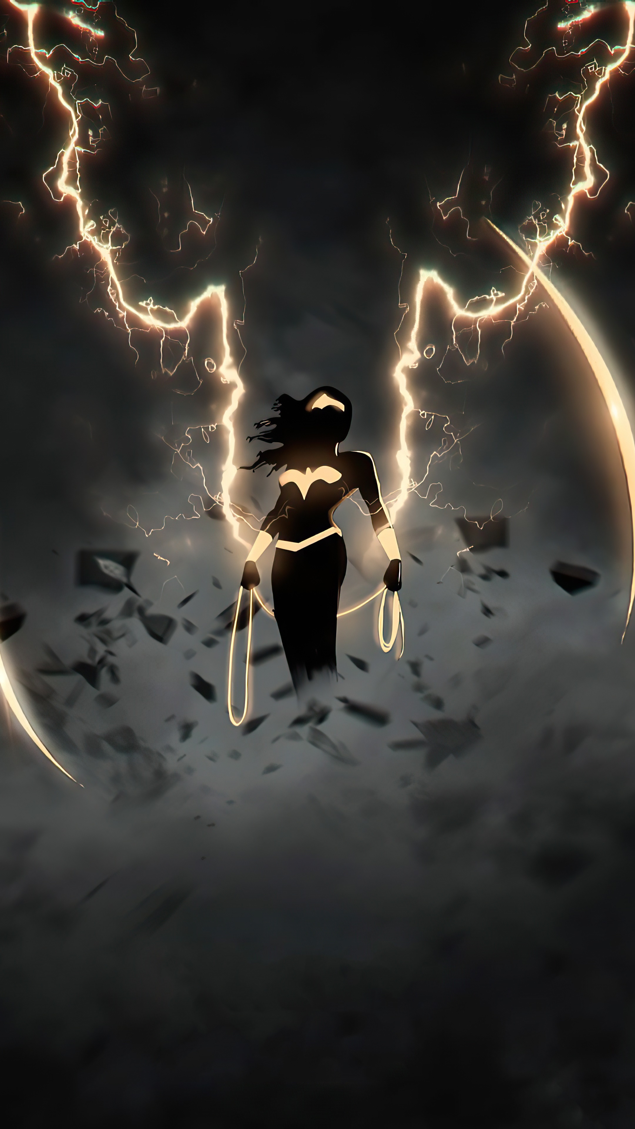Wonder Woman with Lightning and Lasso 4K HD Phone Wallpaper