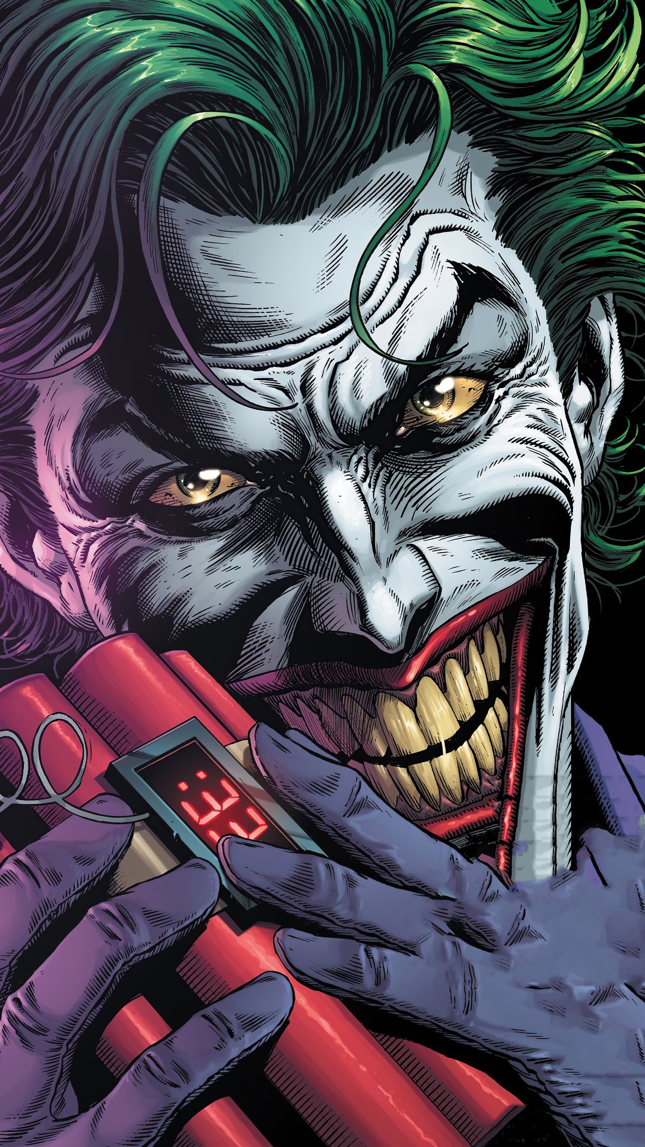 Joker holding dynamite with timer HD Phone Wallpaper