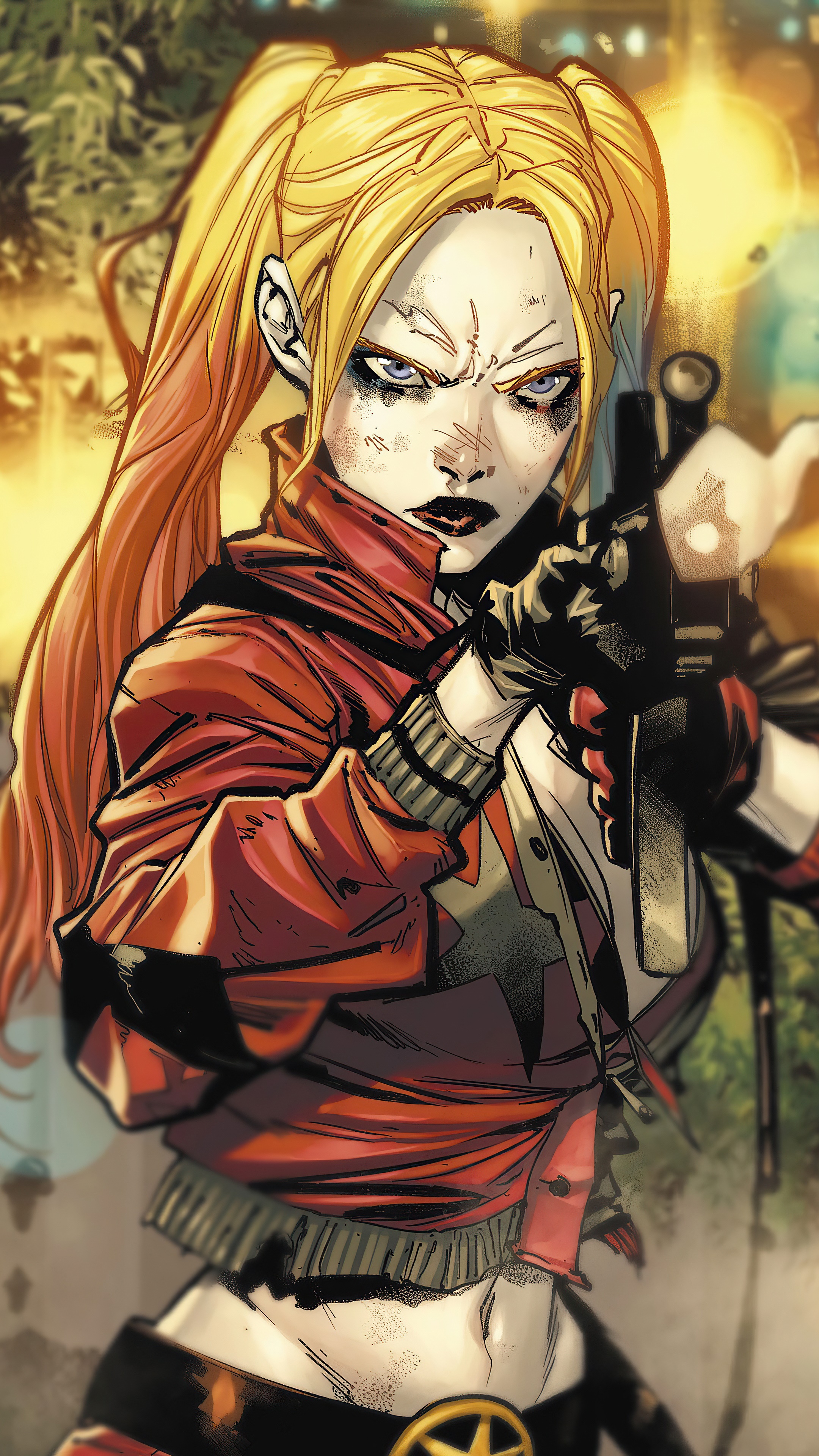 Harley Quinn holding a gun HD Phone Wallpaper
