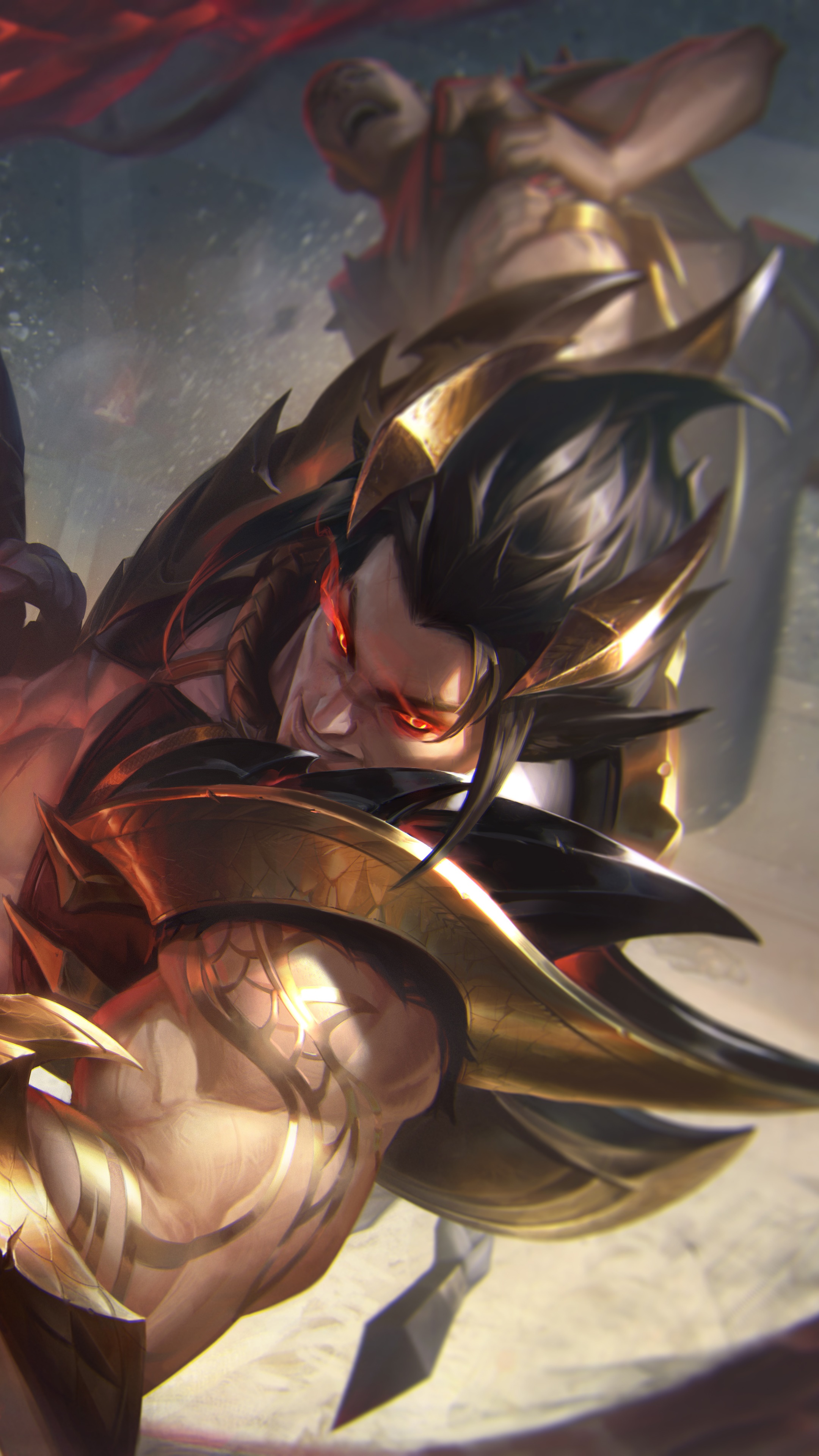 Kled from League of Legends fighting a creature HD Phone Wallpaper