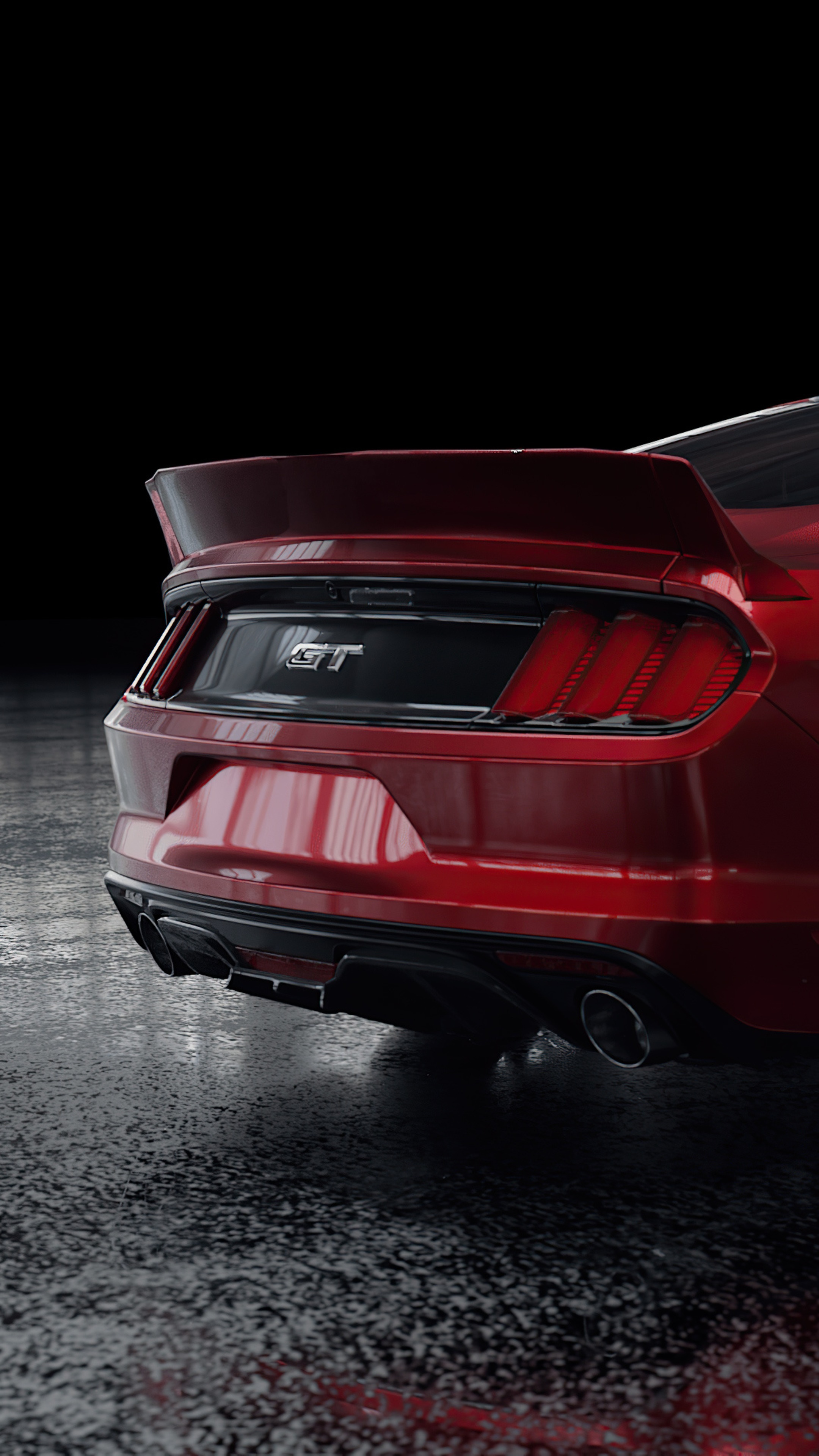 Red Ford Mustang GT rear view 4K HD Phone Wallpaper