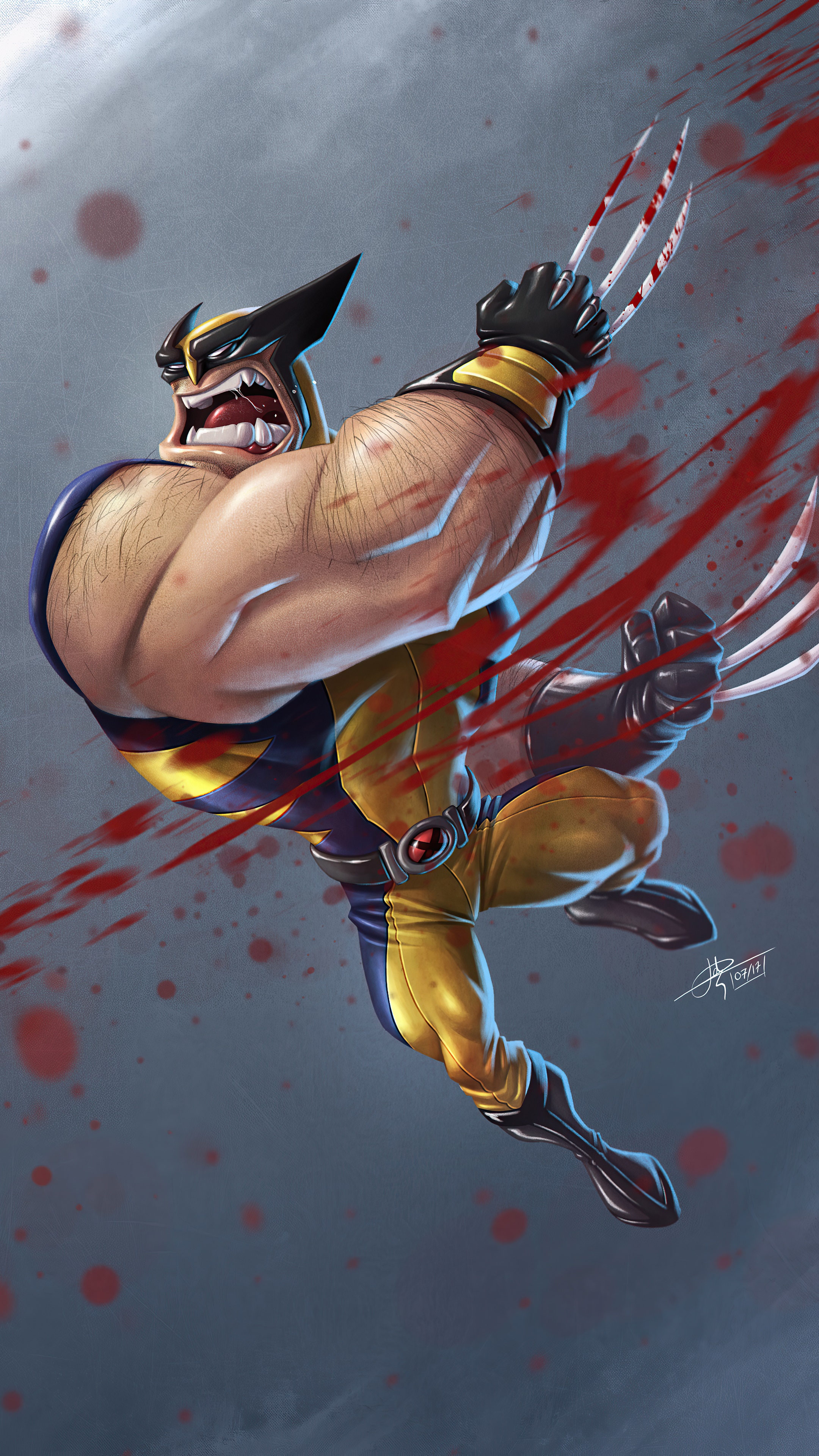 Wolverine artwork with blood splatters HD Phone Wallpaper