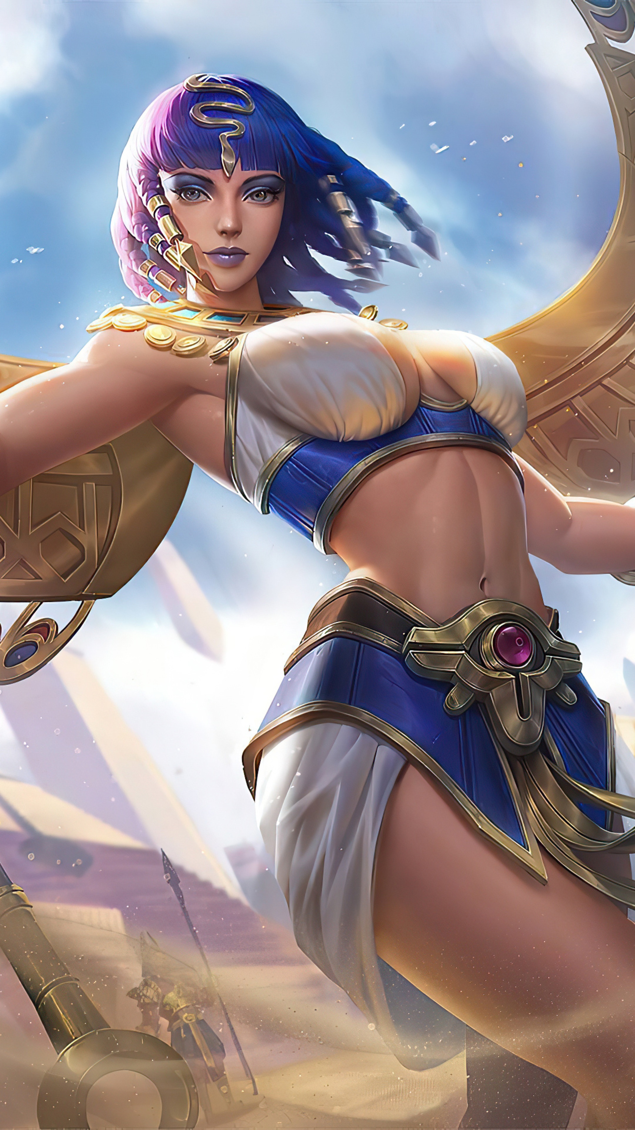 Artwork of a woman in Egyptian-inspired attire HD Phone Wallpaper