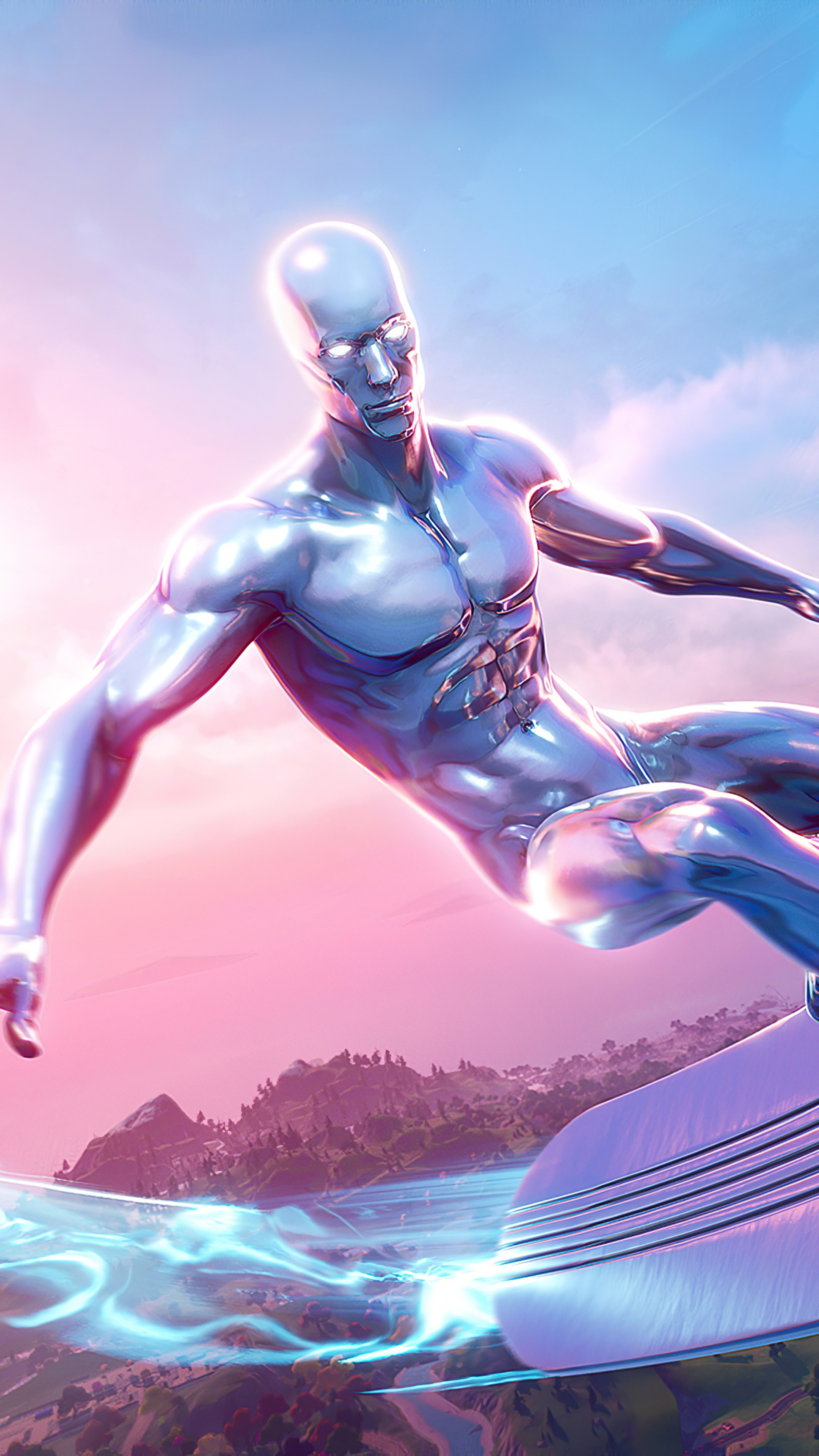 Silver Surfer from Fortnite 4K HD Phone Wallpaper