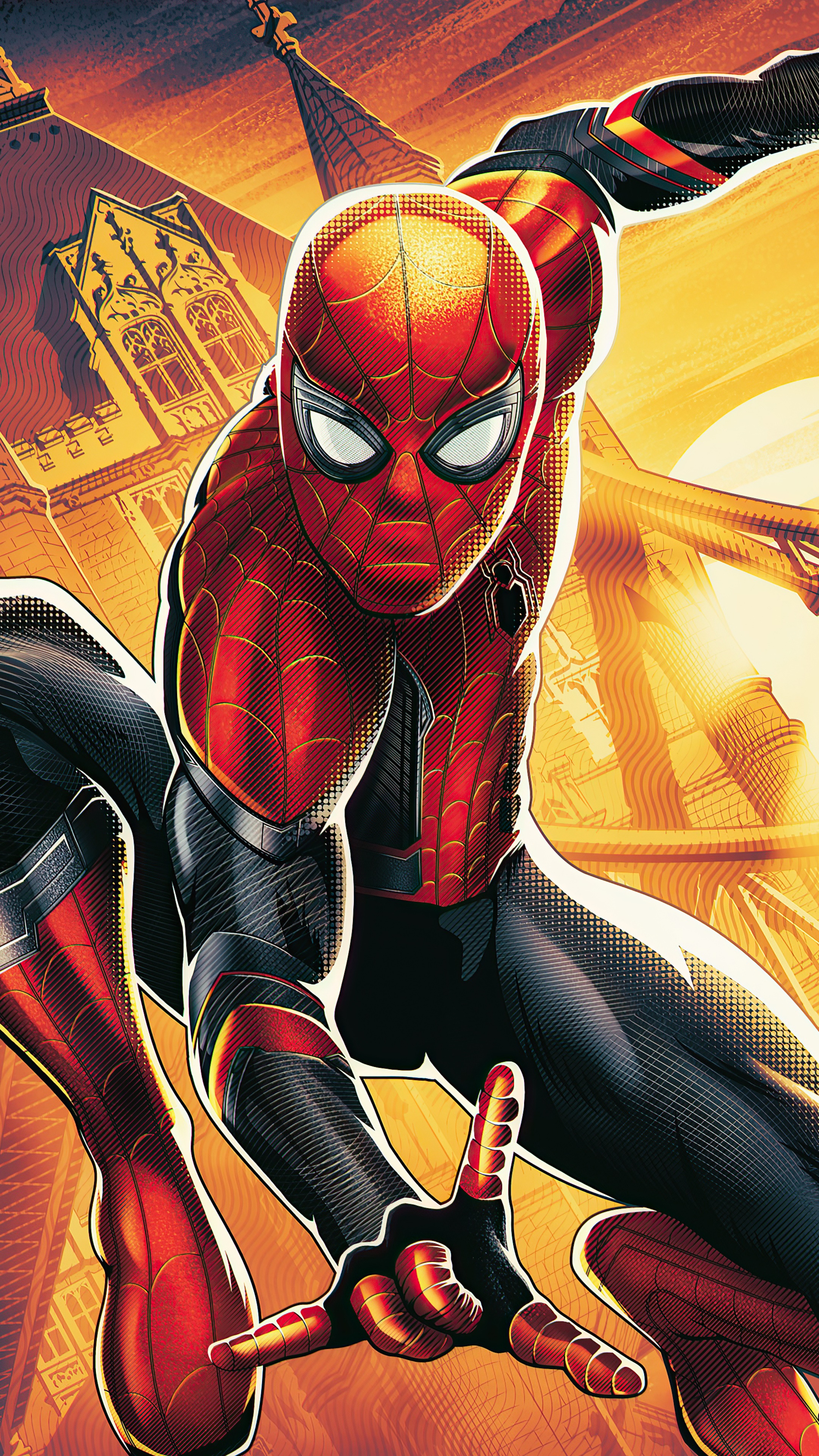 Spider-Man in a red and black suit HD Phone Wallpaper