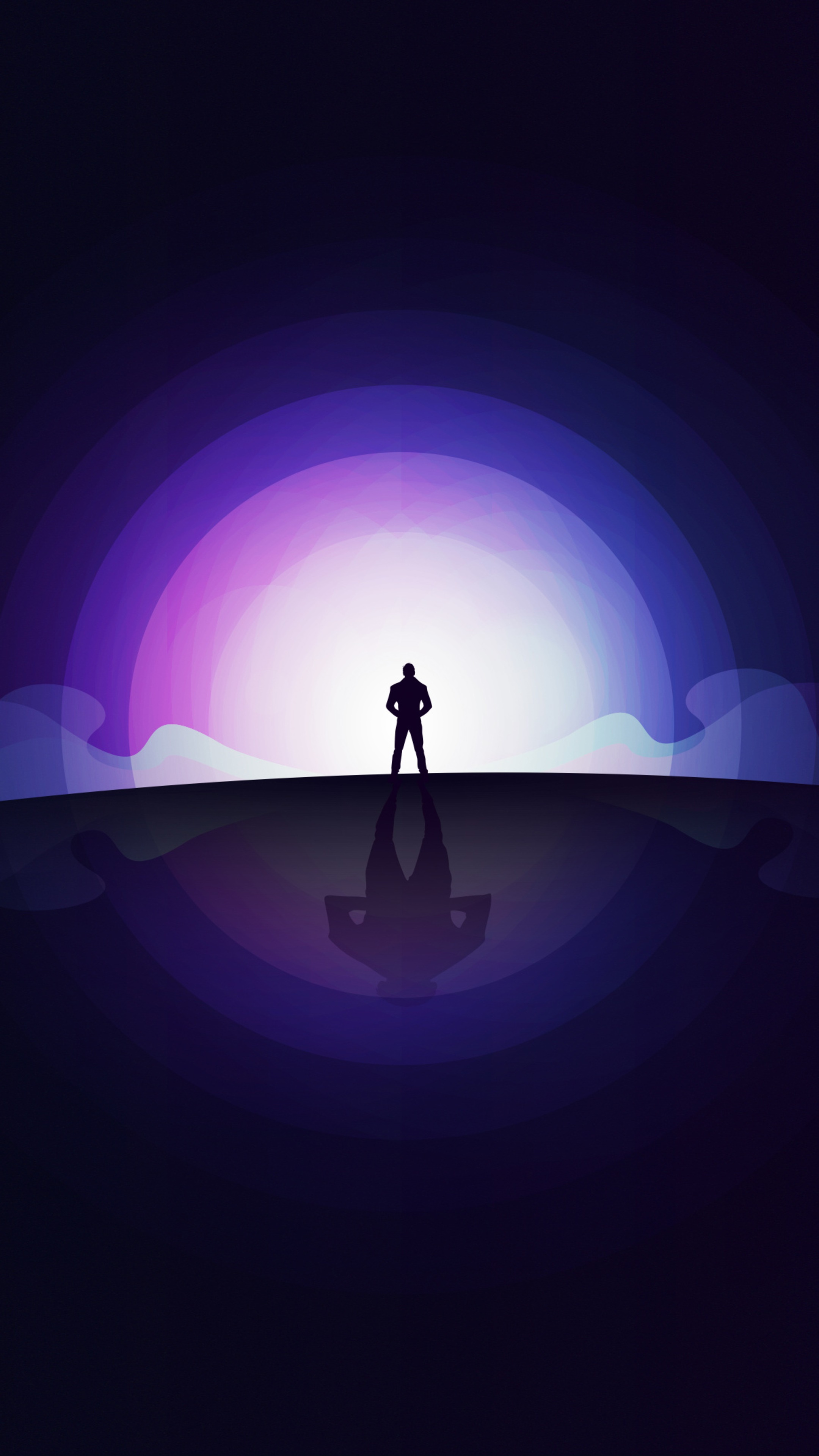 Minimalist silhouette of a person against a colorful sunset HD Phone Wallpaper