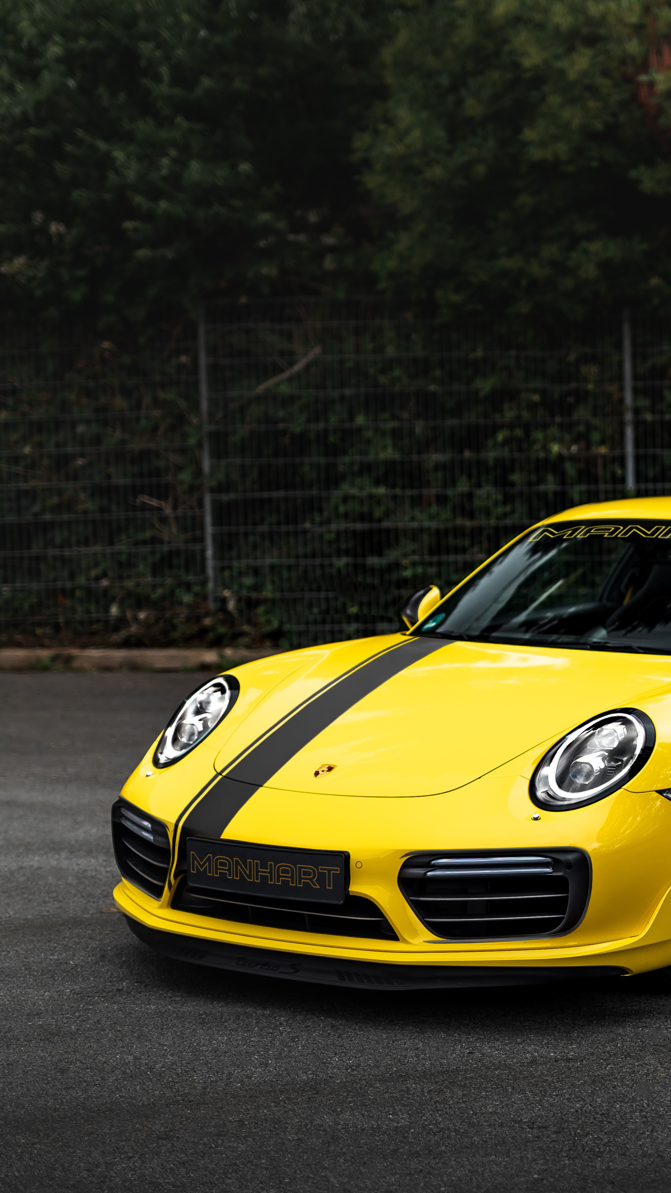 Yellow Porsche 911 Manhart 4K HD Phone Wallpaper
