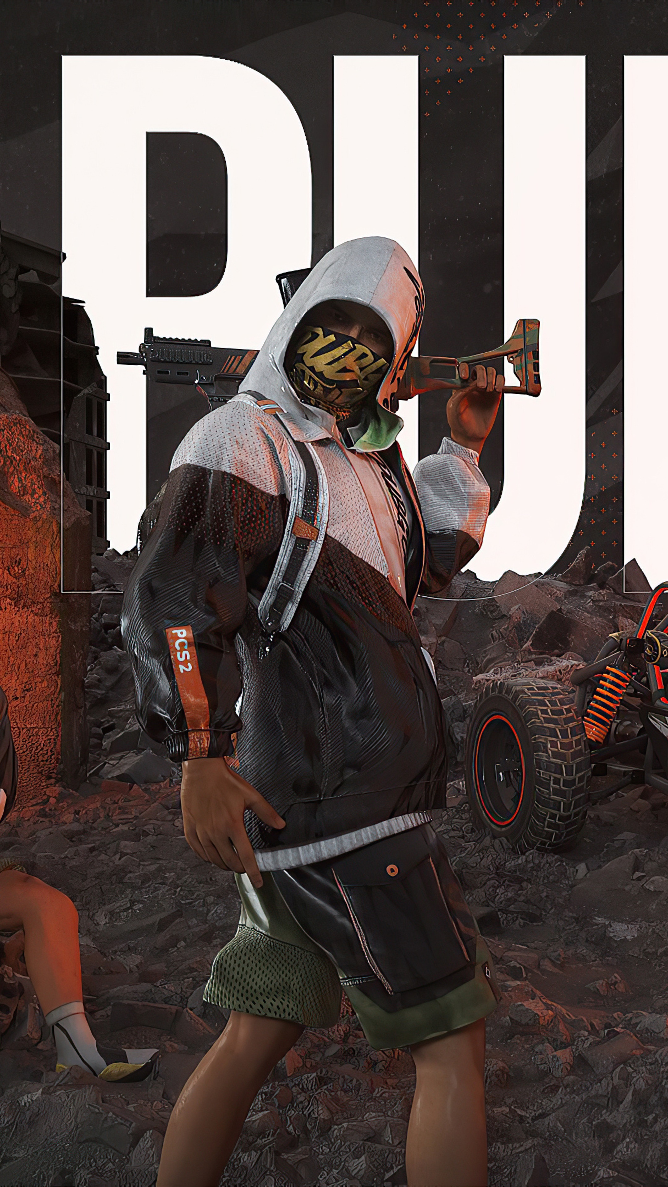 PlayerUnknown's Battlegrounds character with rifle HD Phone Wallpaper