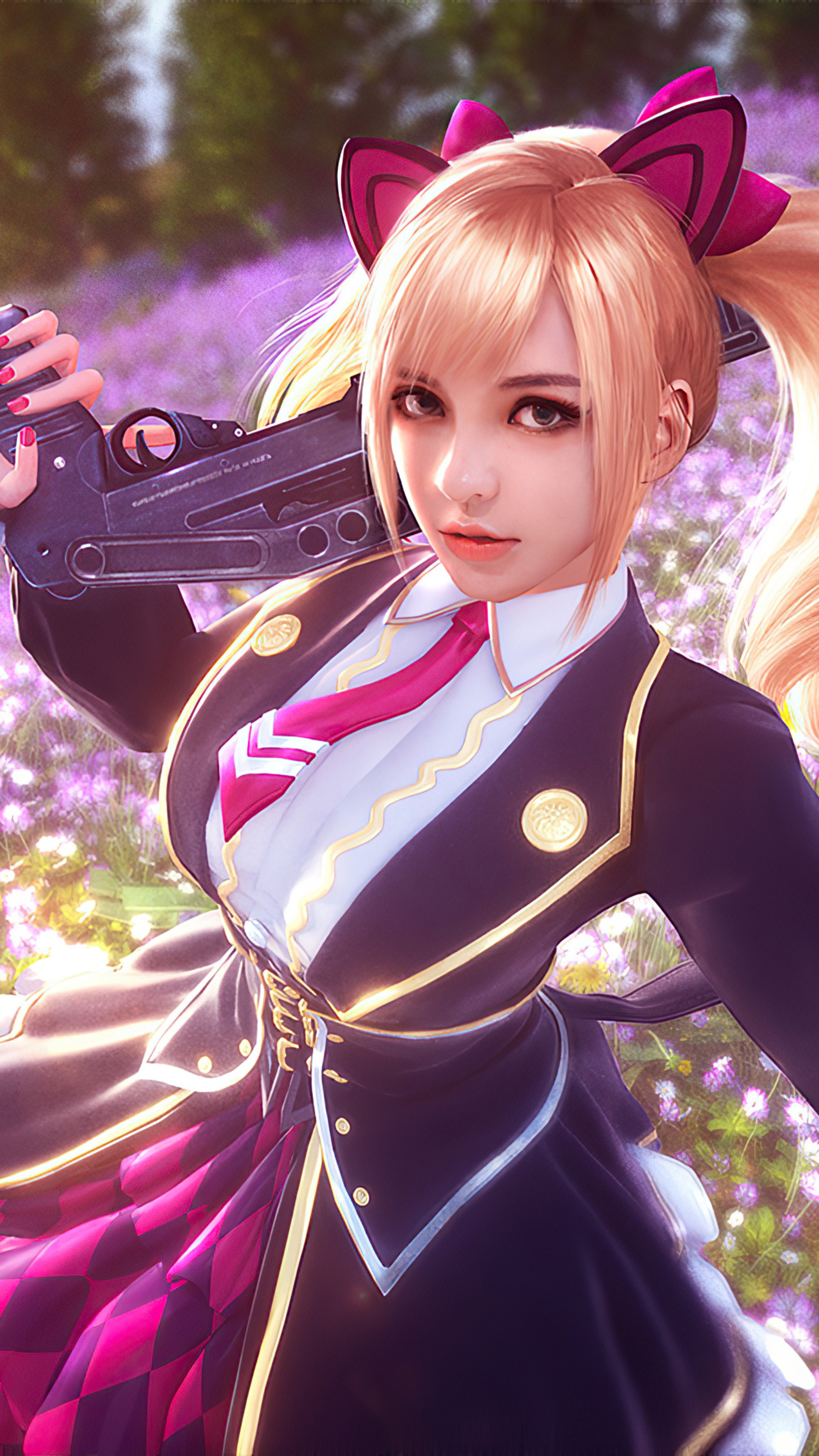 Girl with gun from Garena Free Fire 4K HD Phone Wallpaper