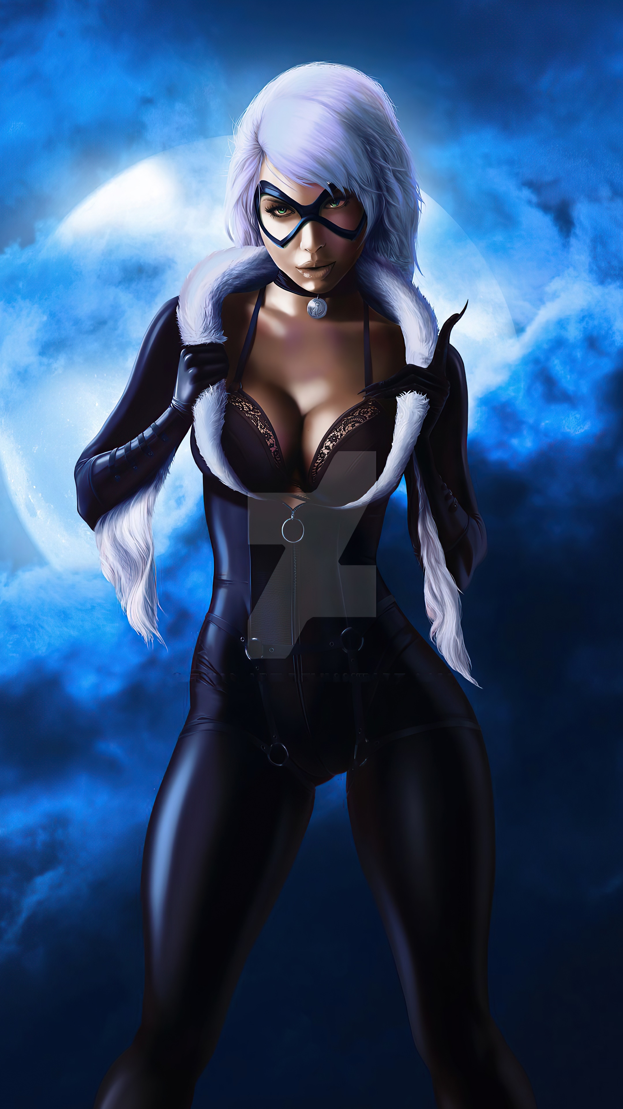 Black Cat from Marvel Comics artwork HD Phone Wallpaper
