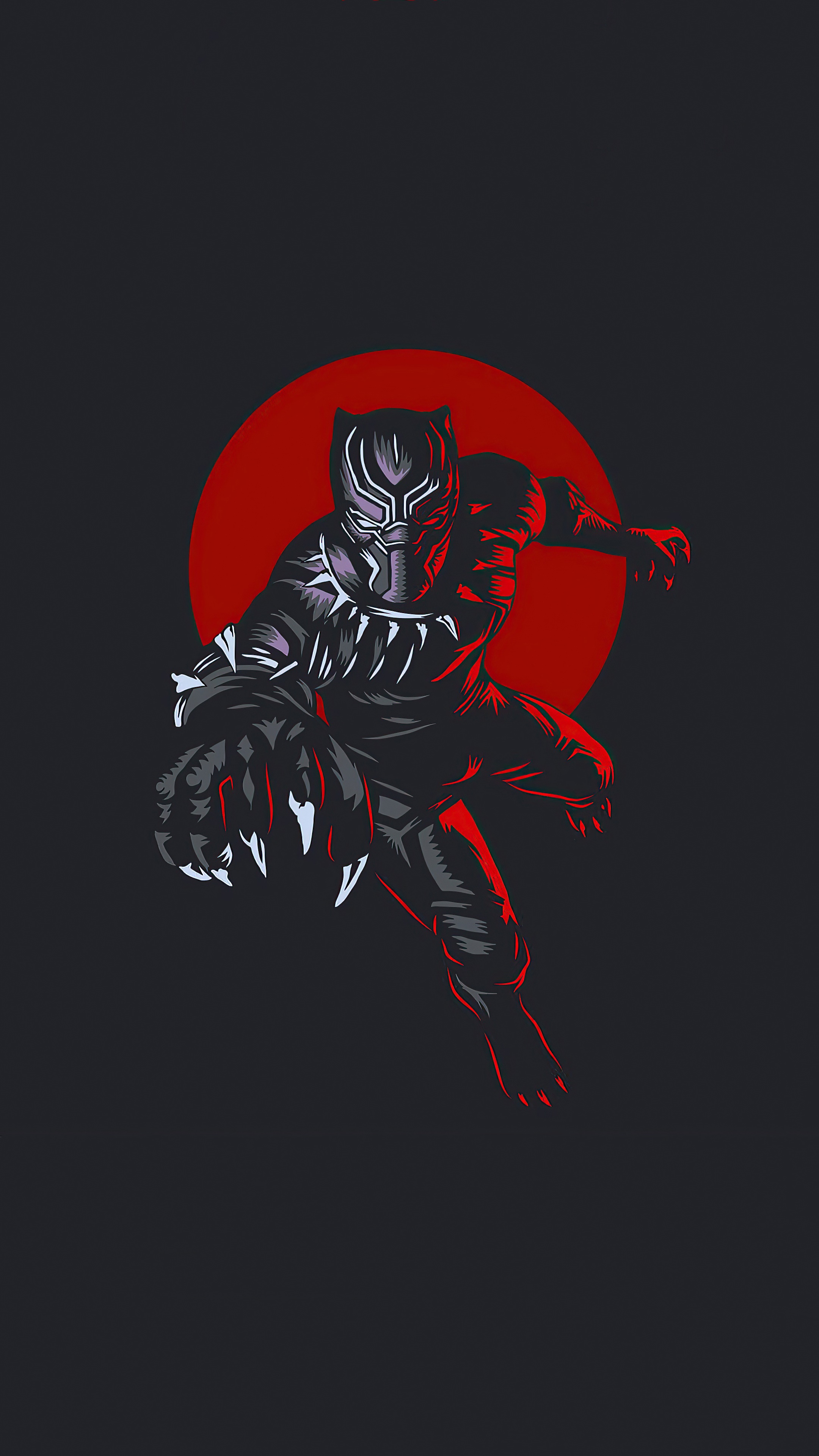 Black Panther artwork with red circle HD Phone Wallpaper