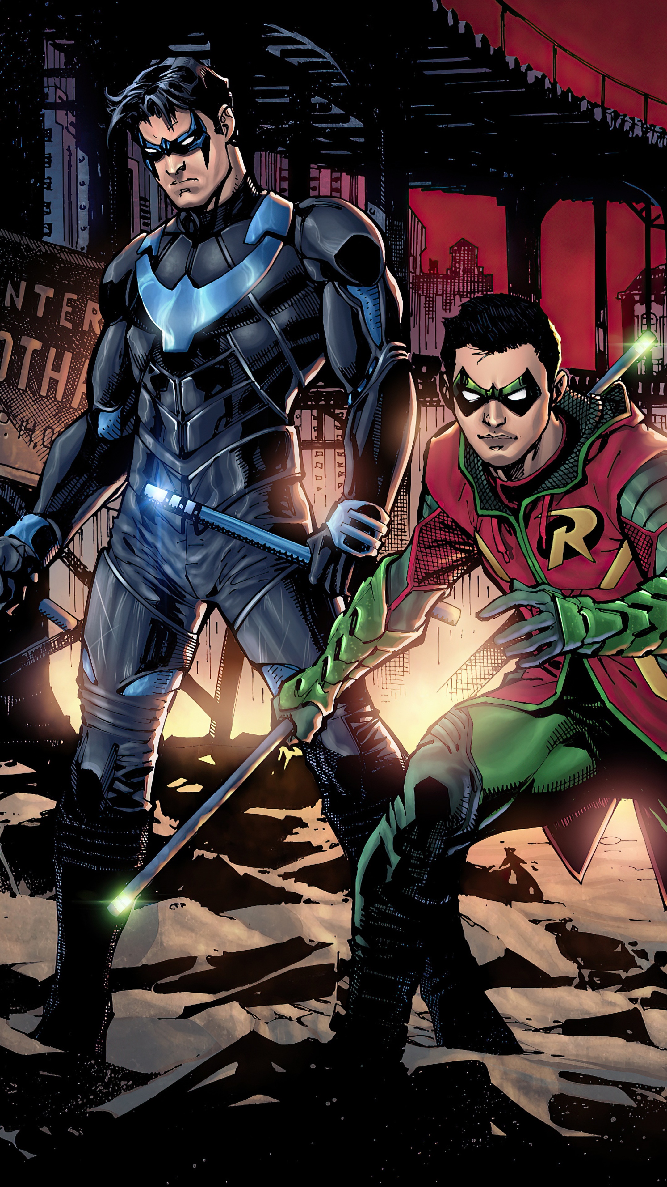 Nightwing and Robin from Gotham Knights artwork HD Phone Wallpaper