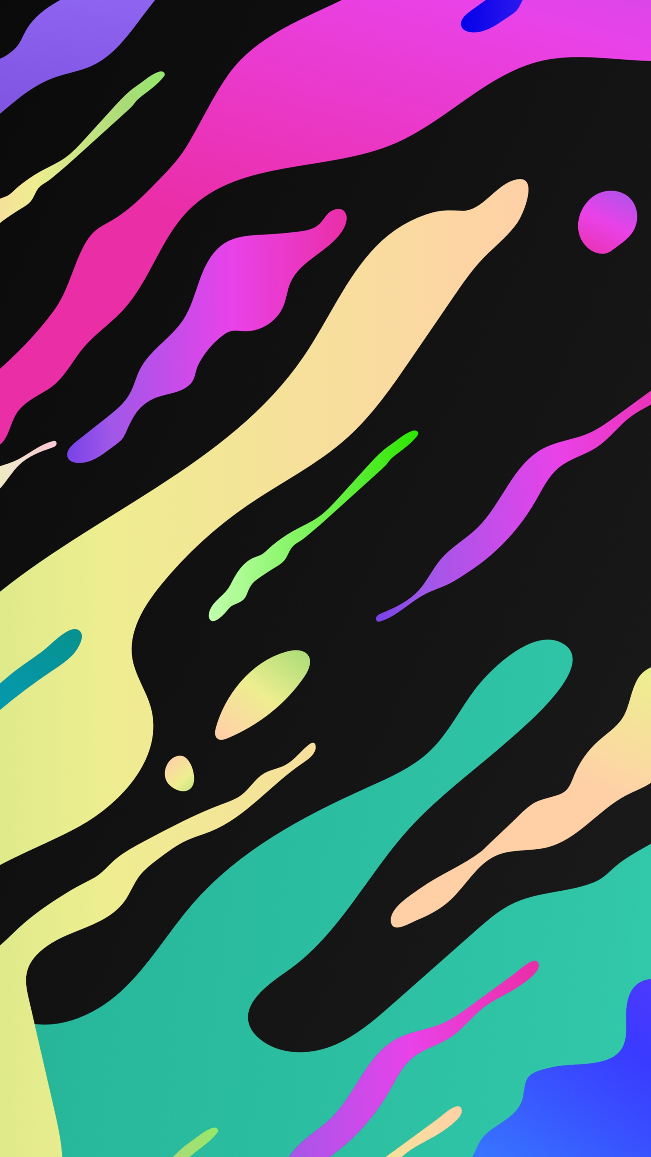 Abstract colorful shapes on black background HD Phone Wallpaper