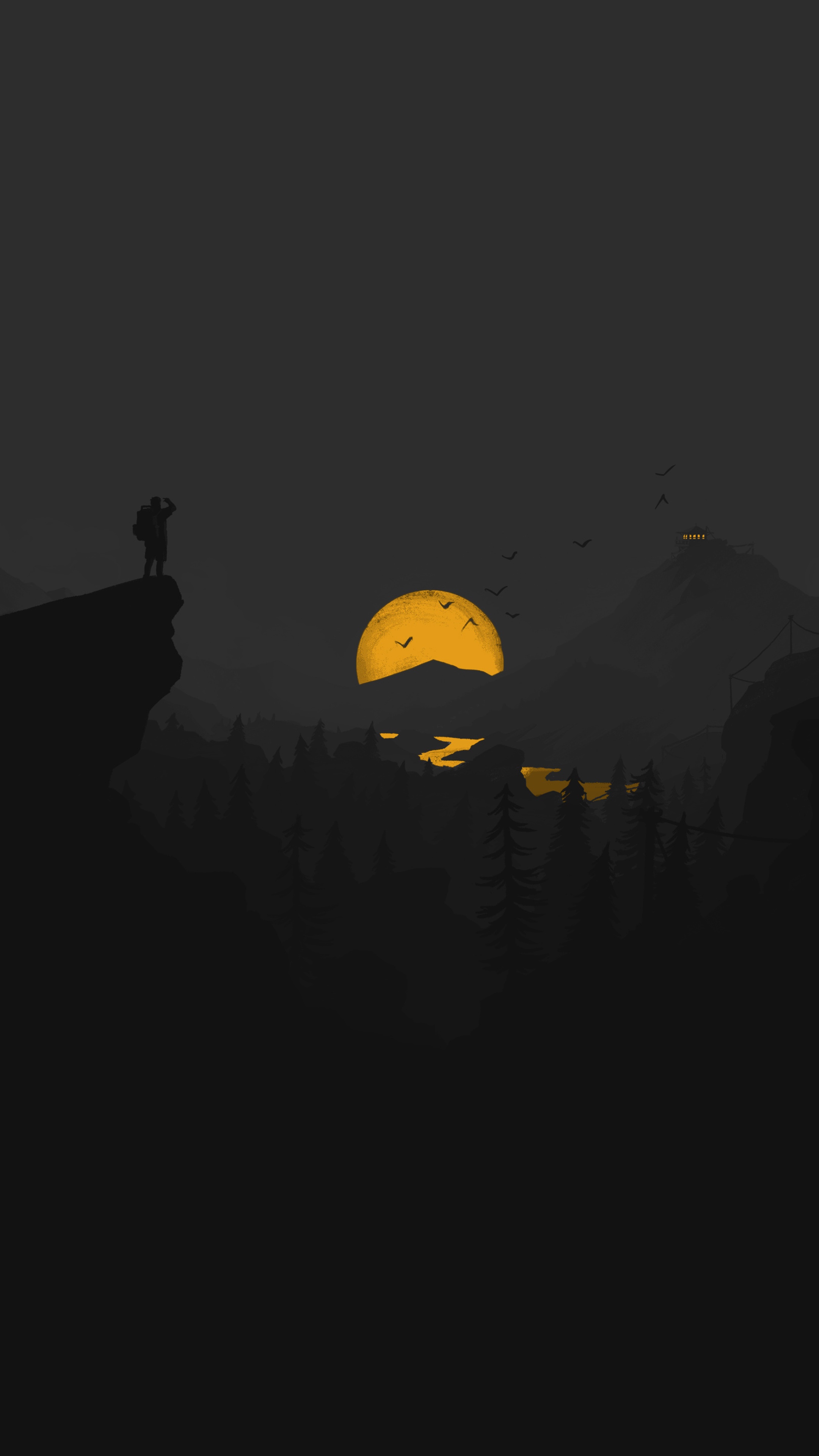 Firewatch artwork minimalist landscape 4K HD Phone Wallpaper