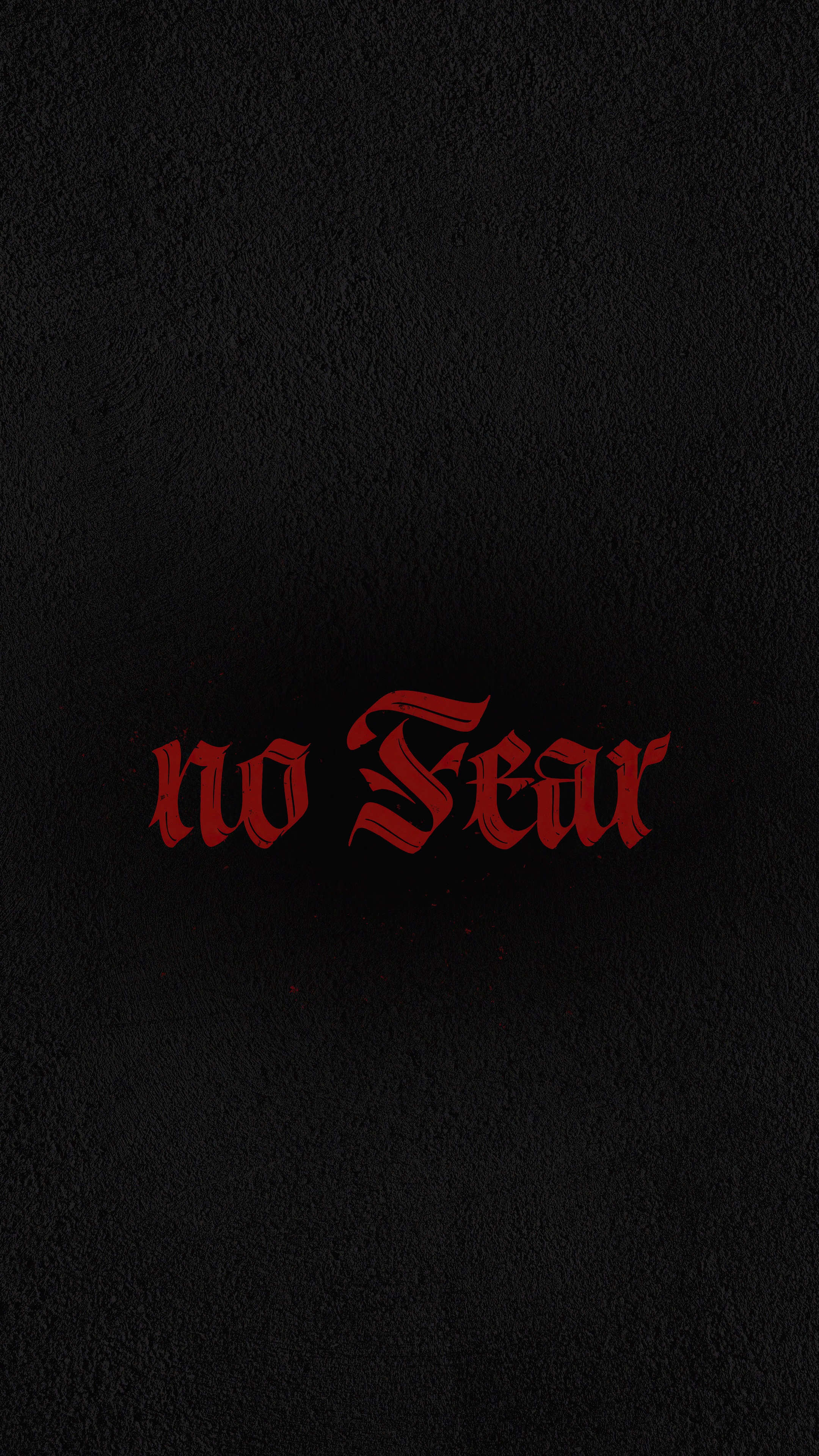 No Fear typography in red on black background HD Phone Wallpaper