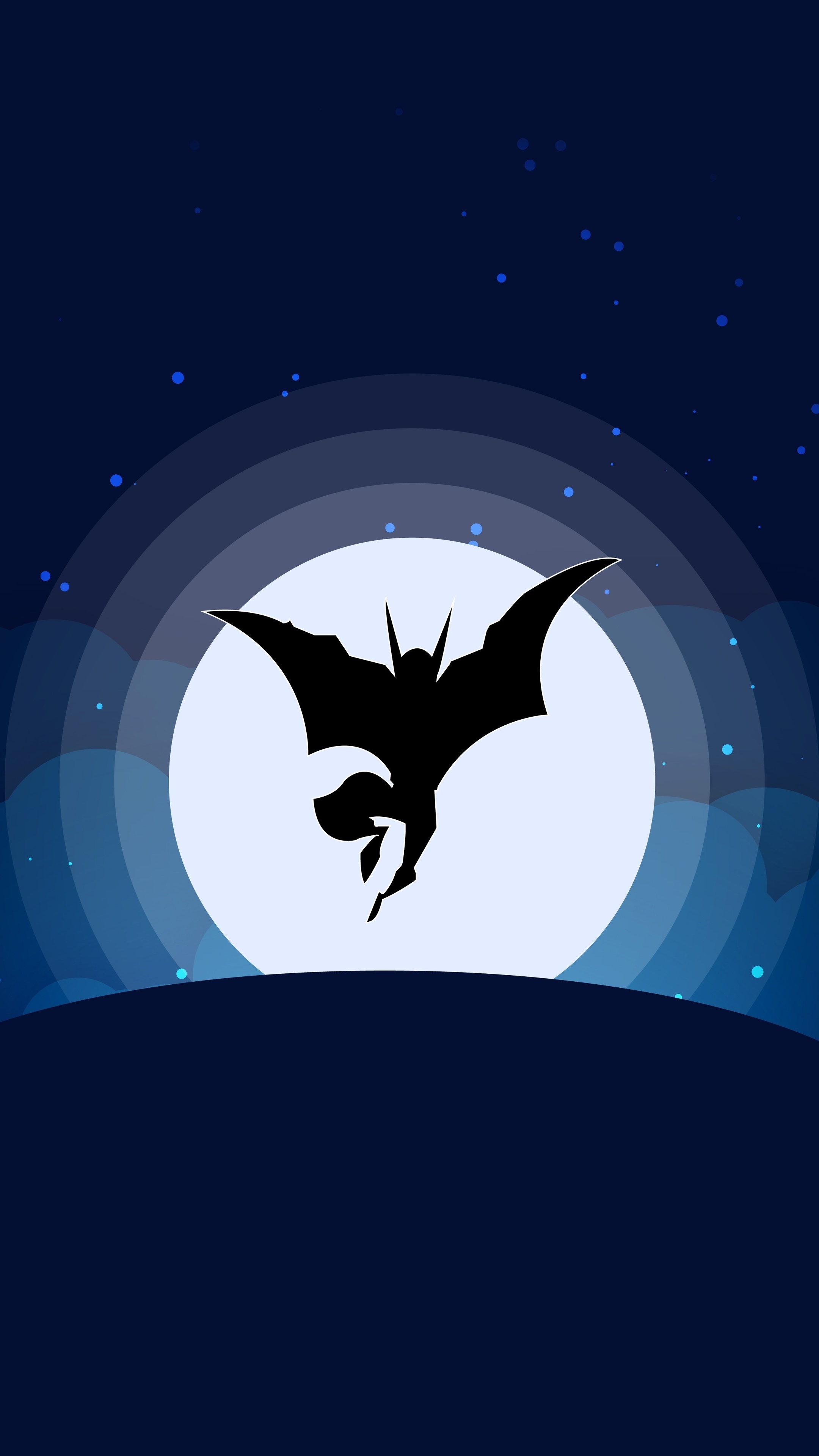 Batman silhouette against a large moon HD Phone Wallpaper