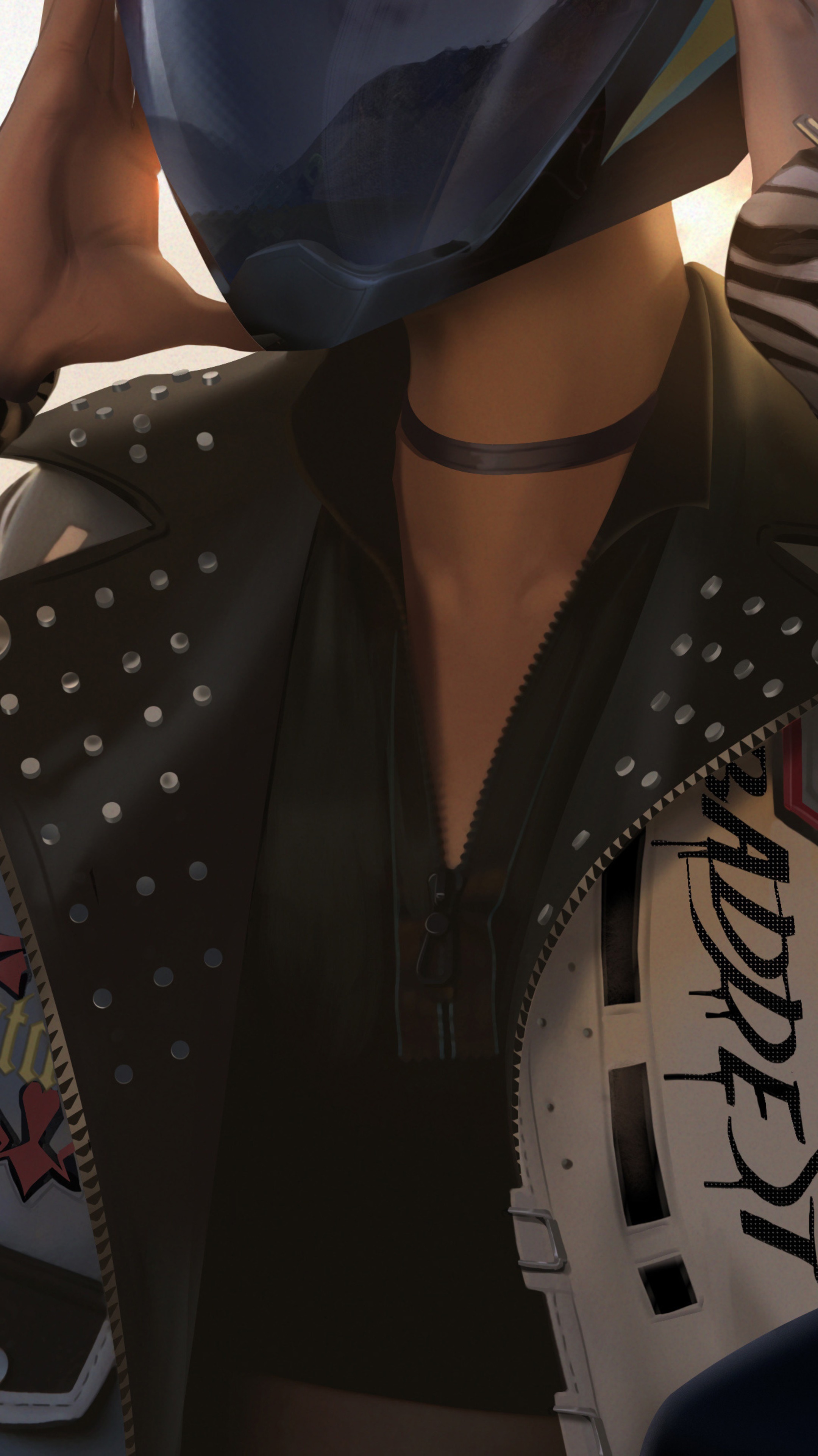 Akali from League of Legends wearing a helmet and jacket HD Phone Wallpaper