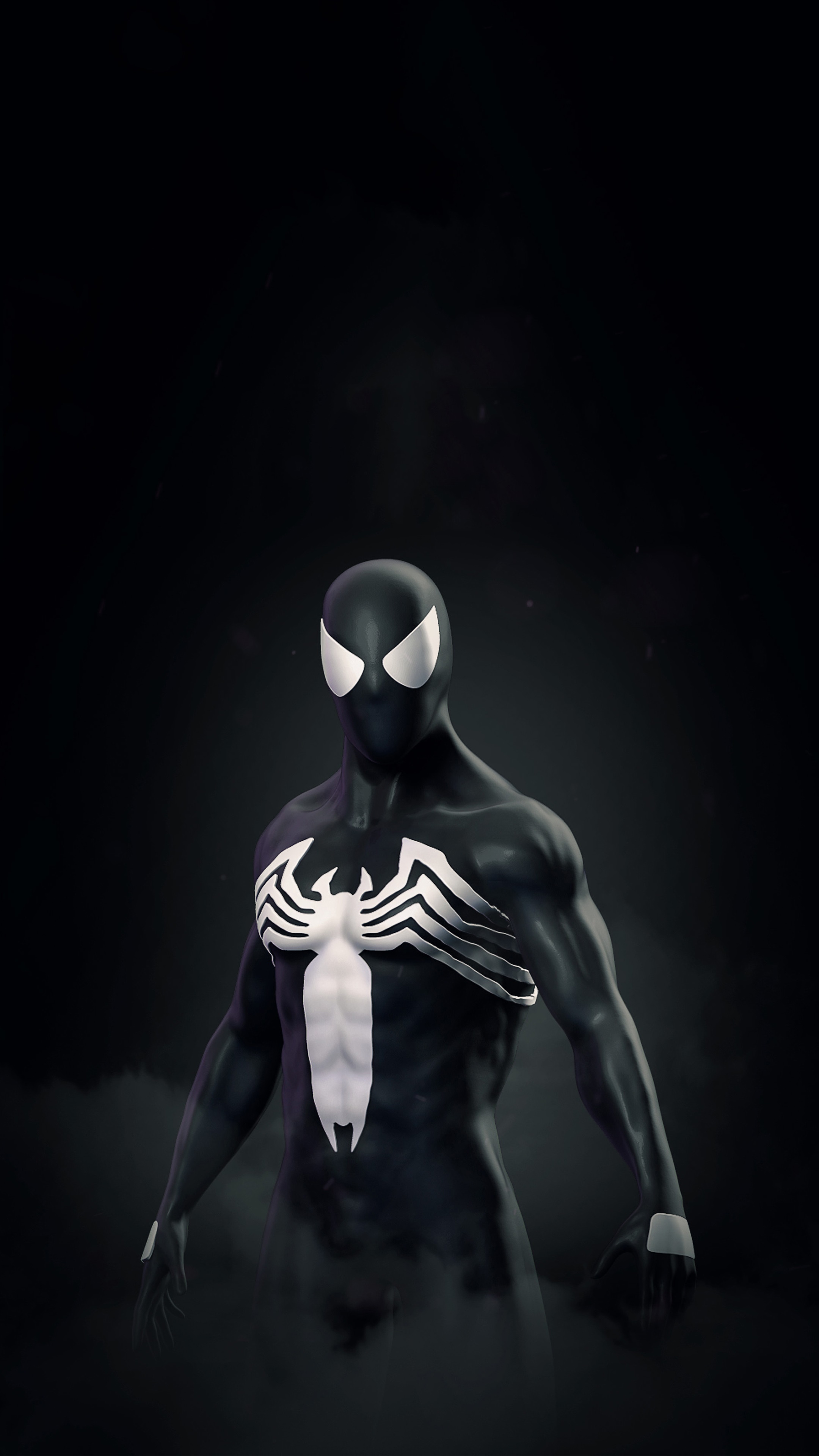 Spider-Man in Black Suit Artwork 4K HD Phone Wallpaper