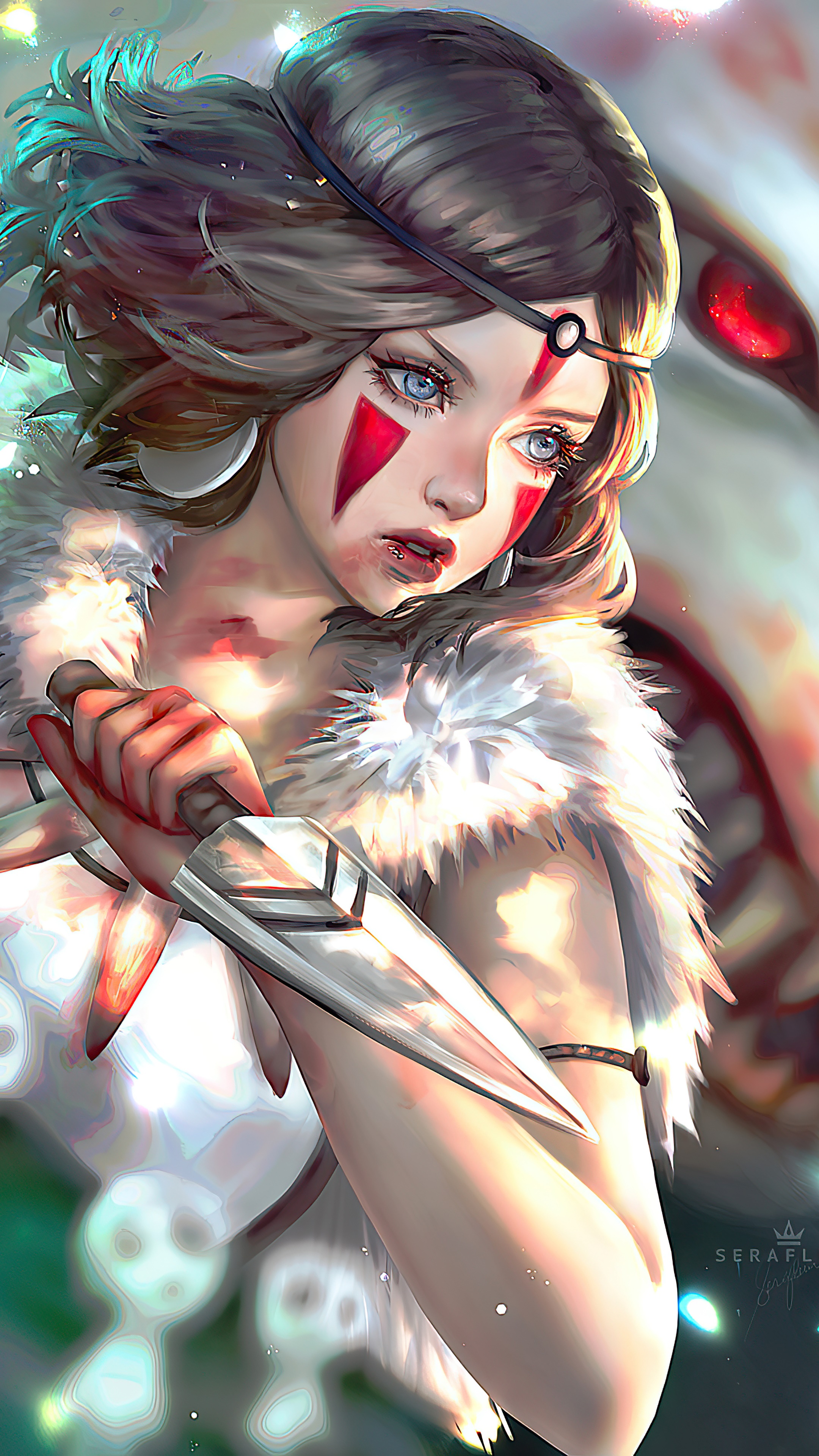 San from Princess Mononoke digital art HD Phone Wallpaper