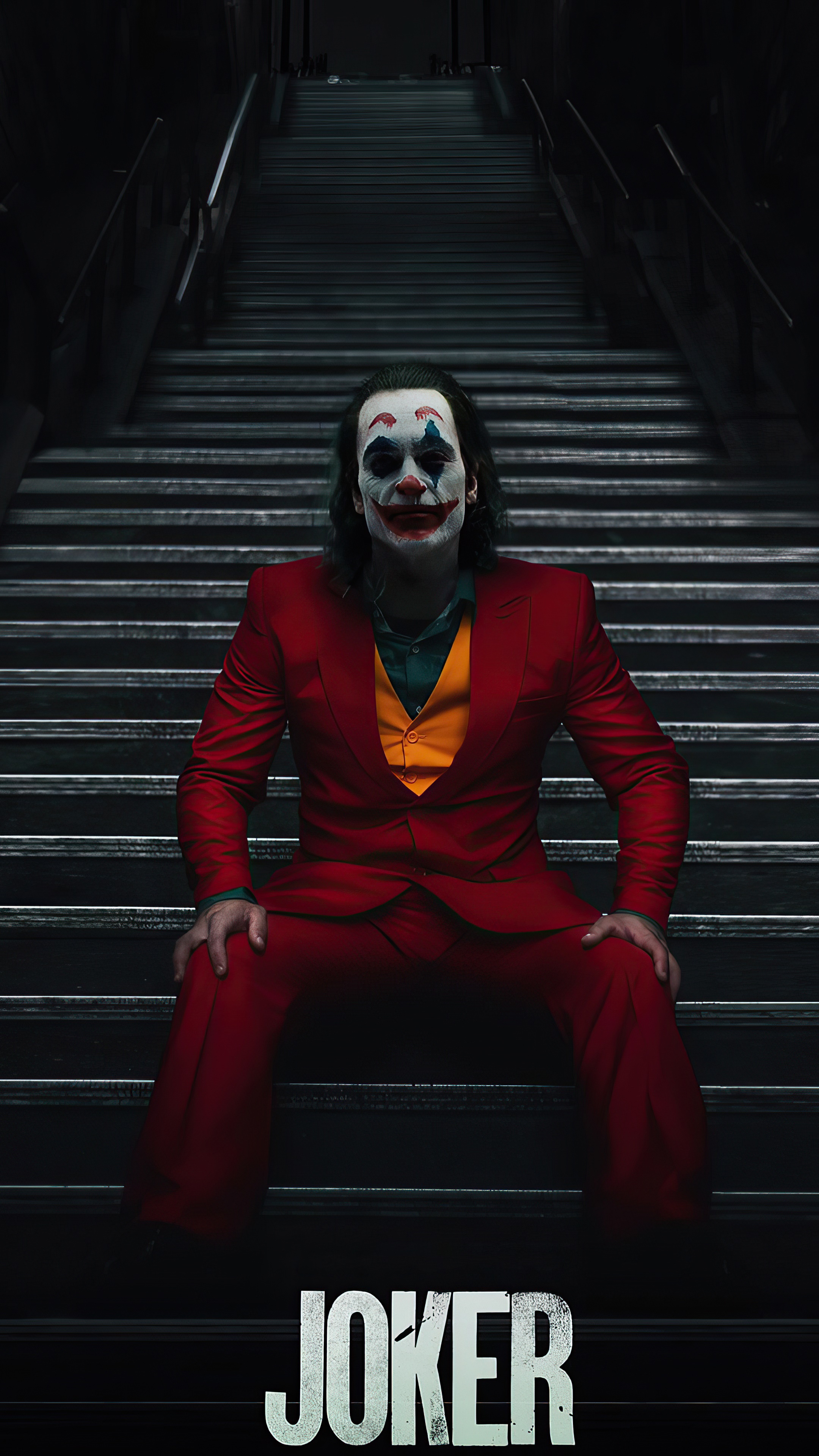 Joker sitting on stairs HD Phone Wallpaper