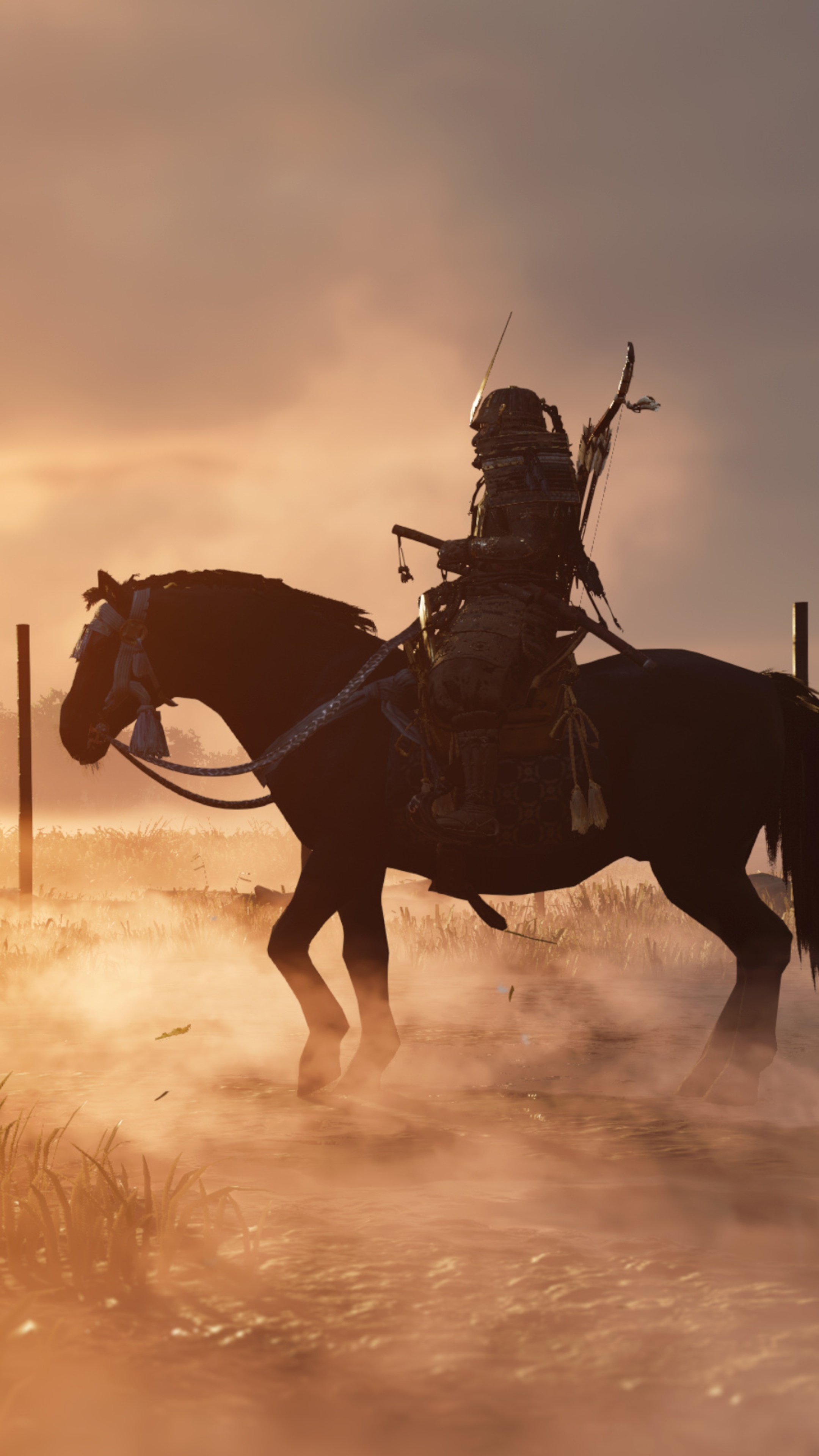 Samurai on horseback in Ghost of Tsushima 4K HD Phone Wallpaper
