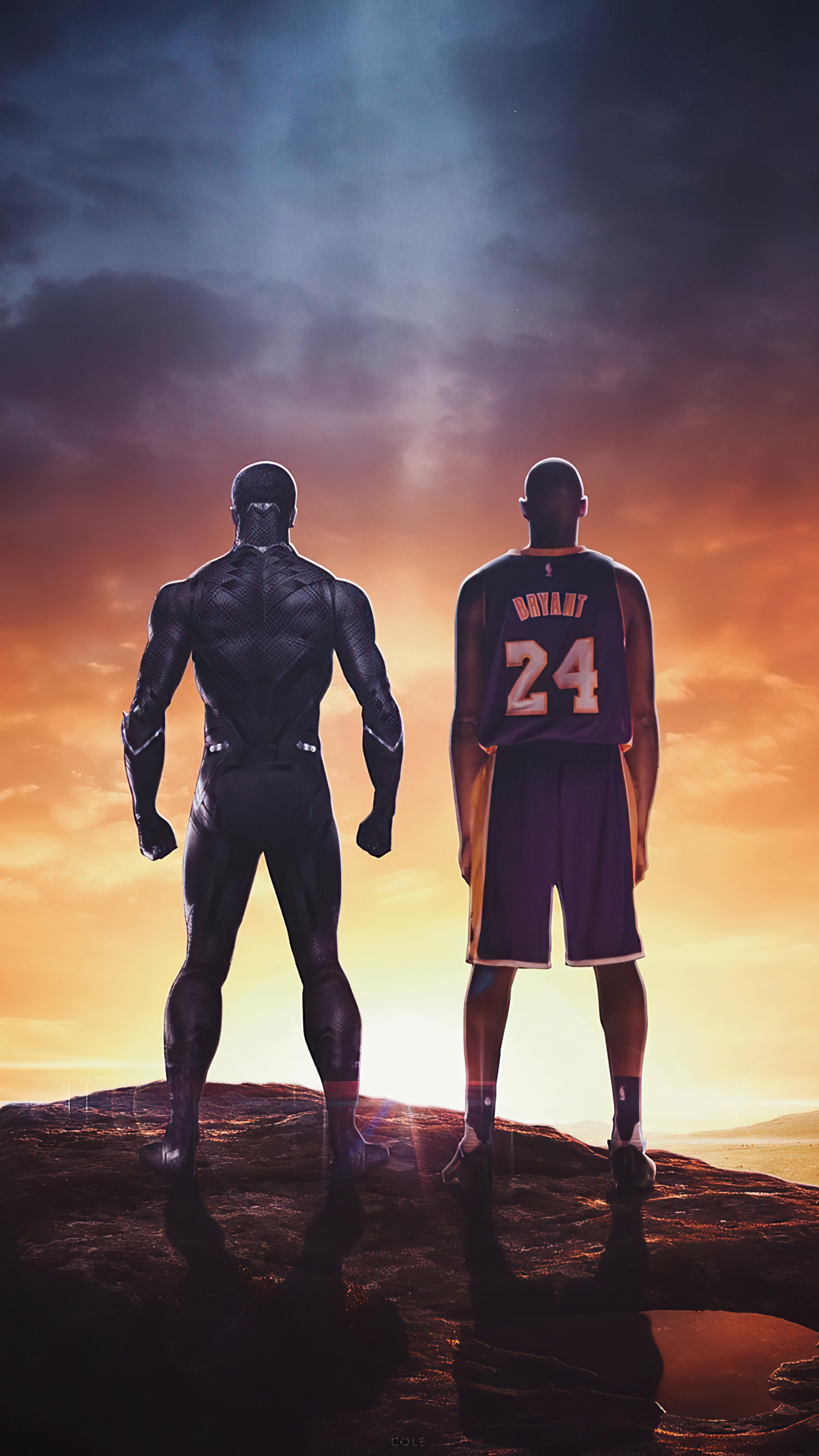 Black Panther and Kobe Bryant Artwork HD Phone Wallpaper