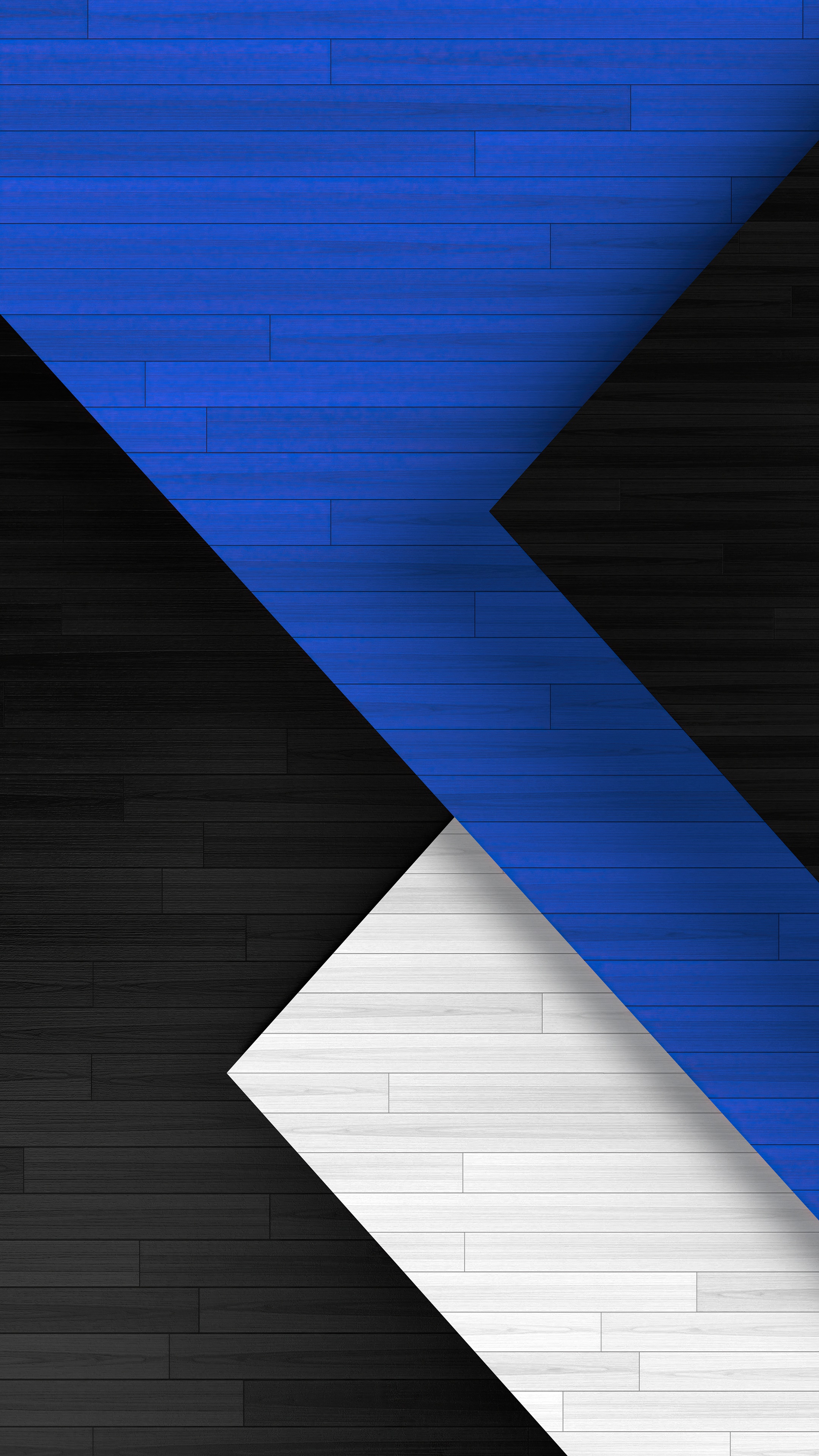 Abstract digital art with blue, black, and white geometric shapes HD Phone Wallpaper