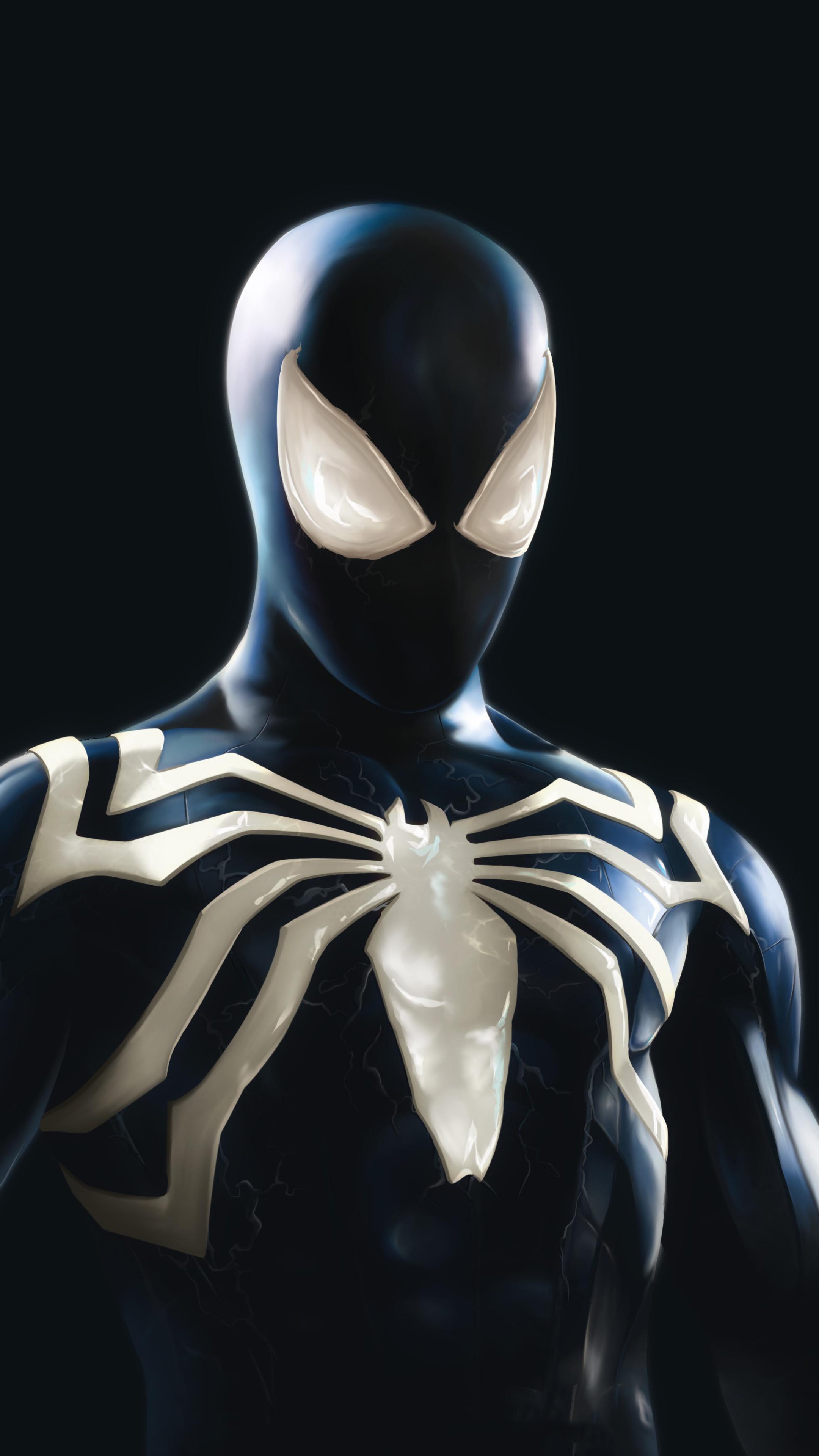Spider-Man in the black symbiote suit 4K HD Phone Wallpaper