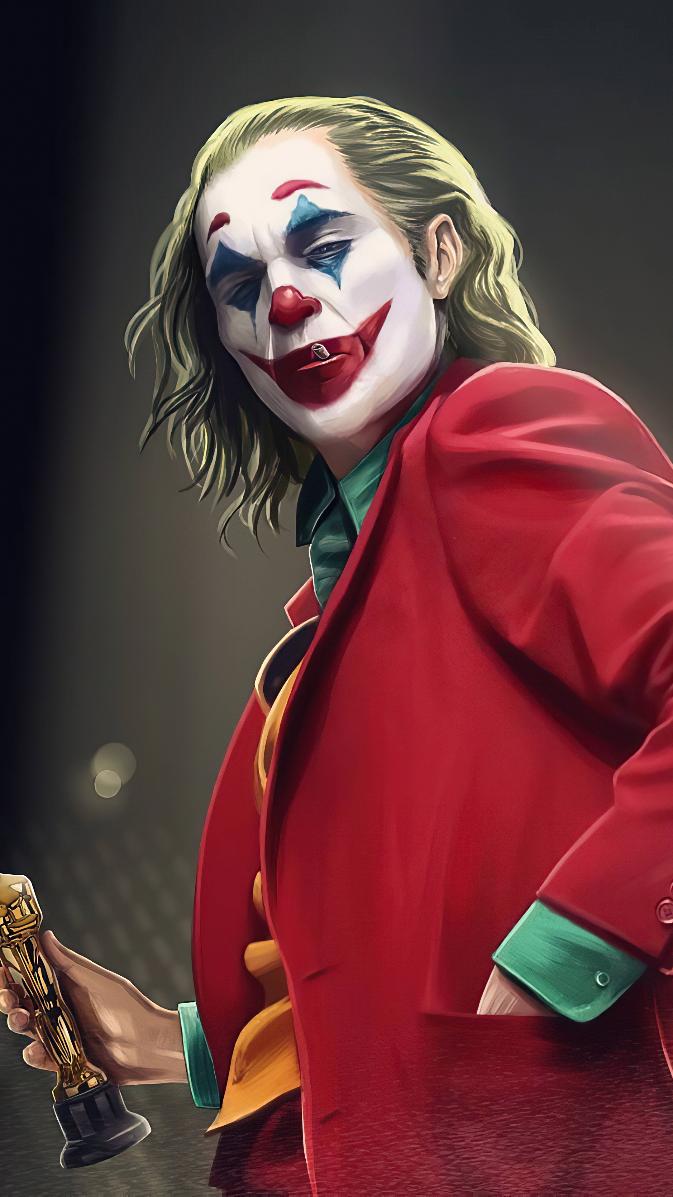 Joker holding an award HD Phone Wallpaper
