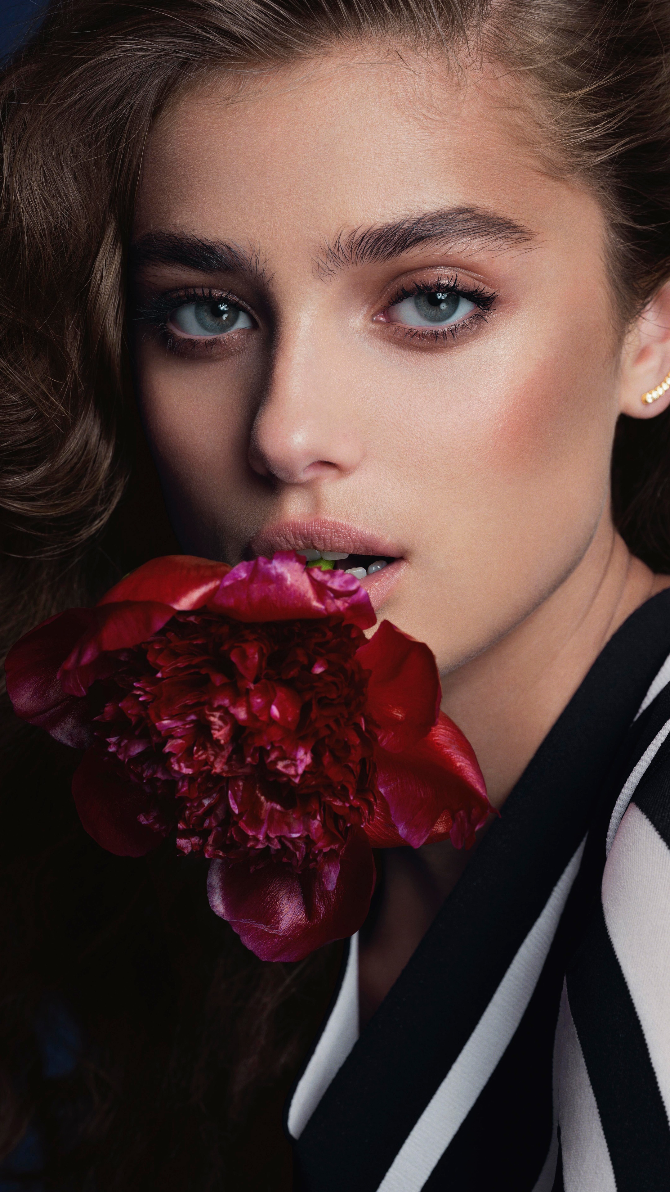 Taylor Hill with a red flower HD Phone Wallpaper
