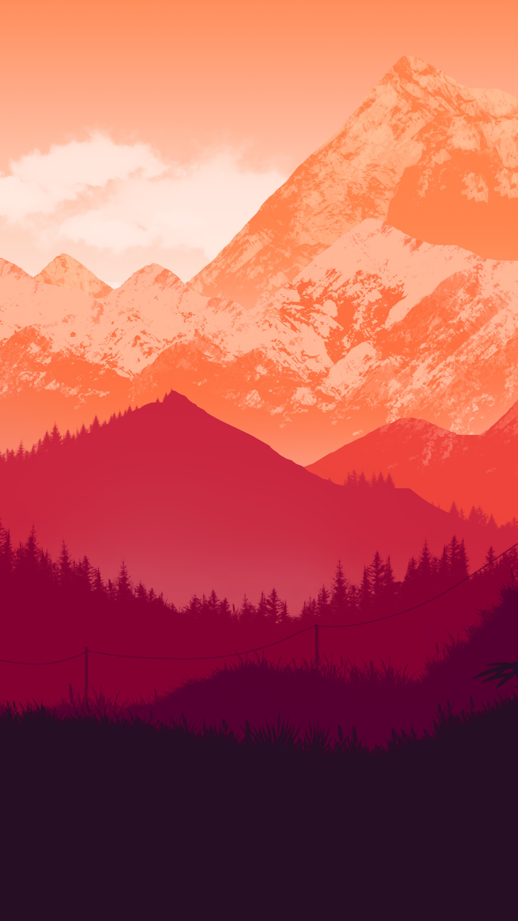 Minimalist mountain landscape artwork HD Phone Wallpaper