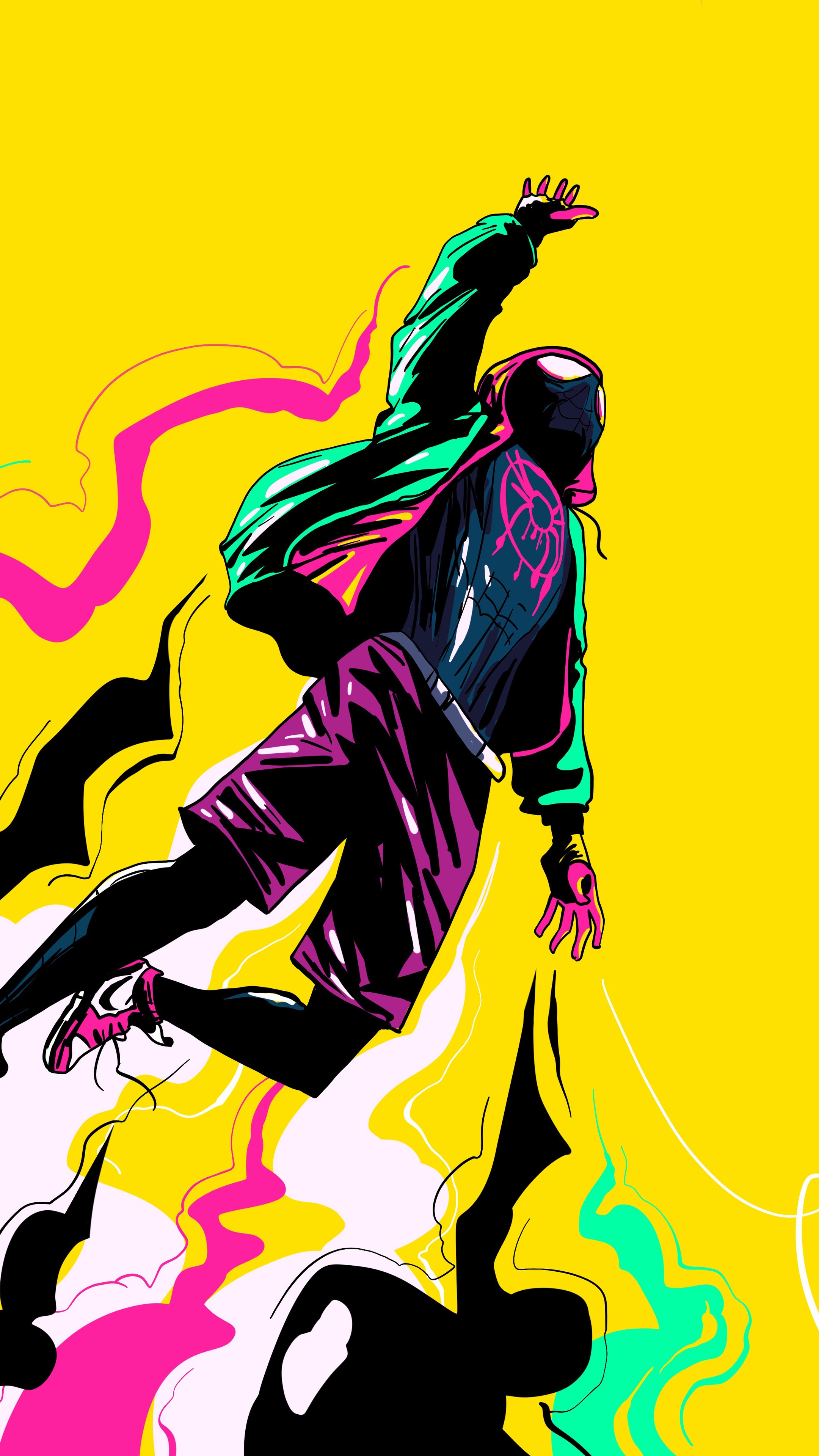 Miles Morales from Spiderman artwork HD Phone Wallpaper