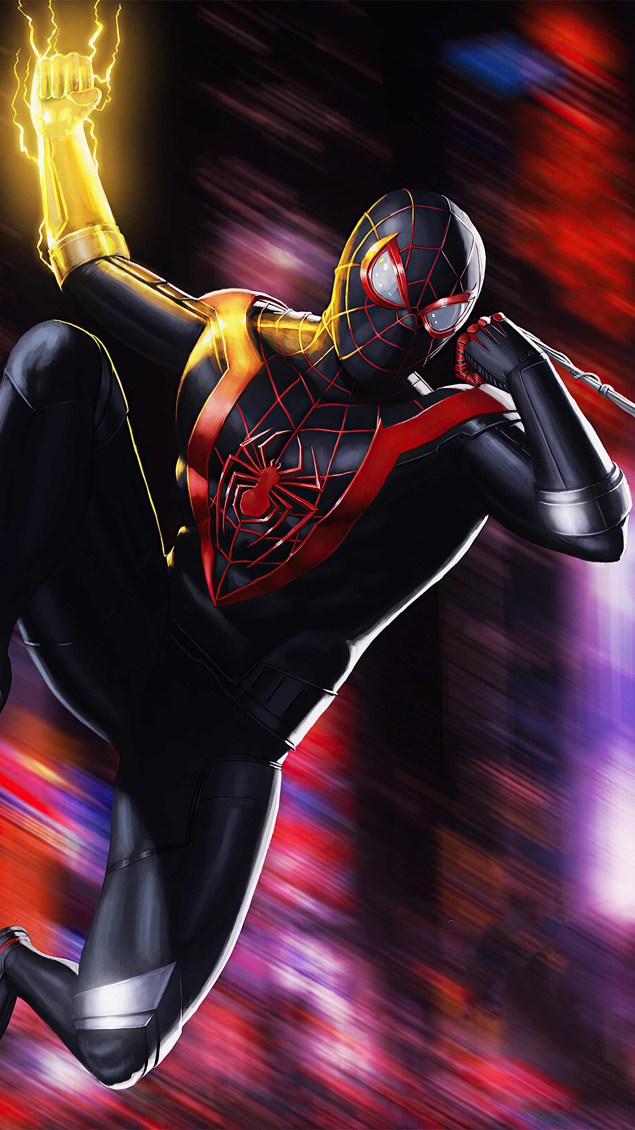 Miles Morales Spider-Man artwork HD Phone Wallpaper
