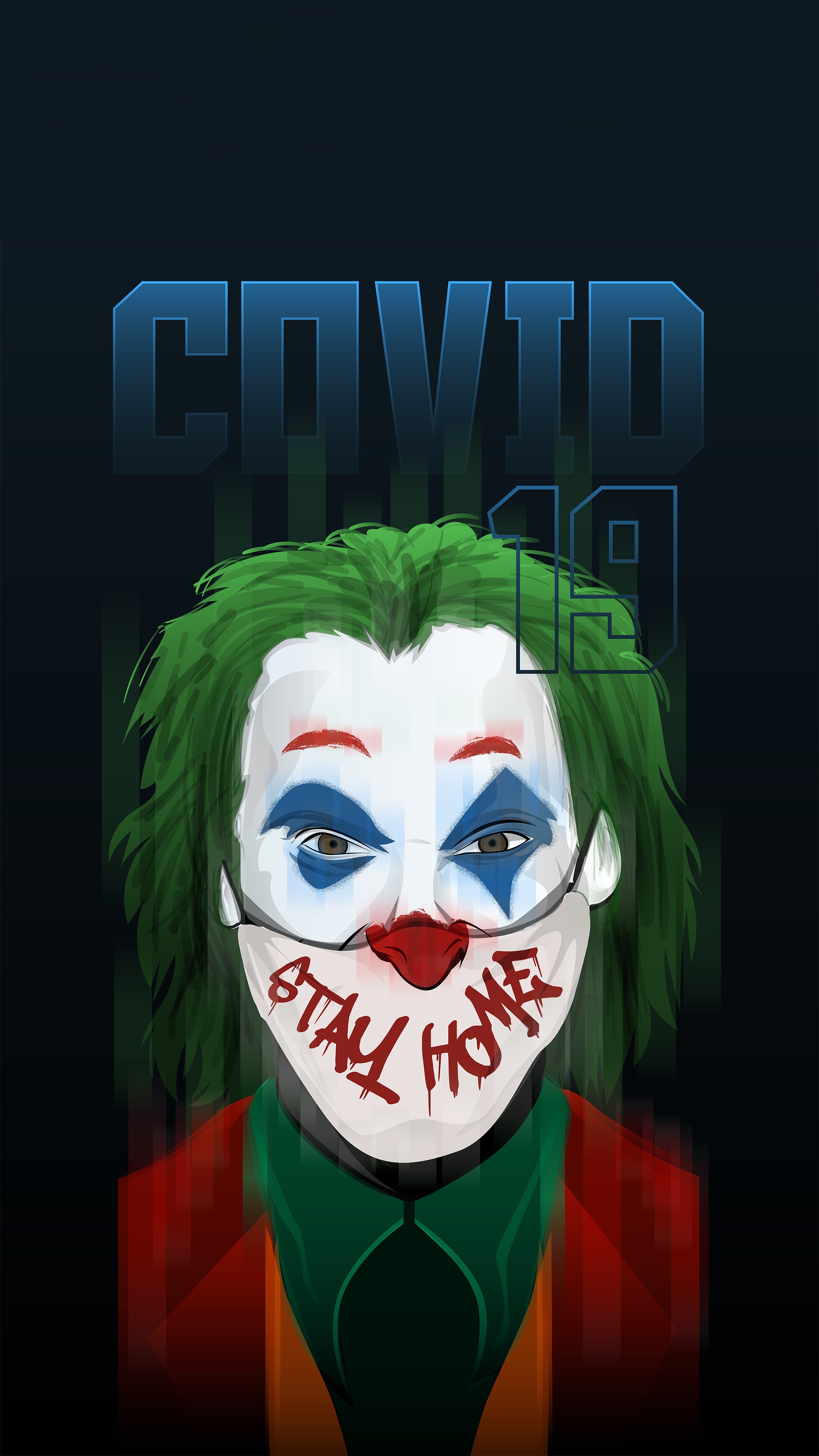 Joker artwork with COVID-19 and Stay Home message HD Phone Wallpaper